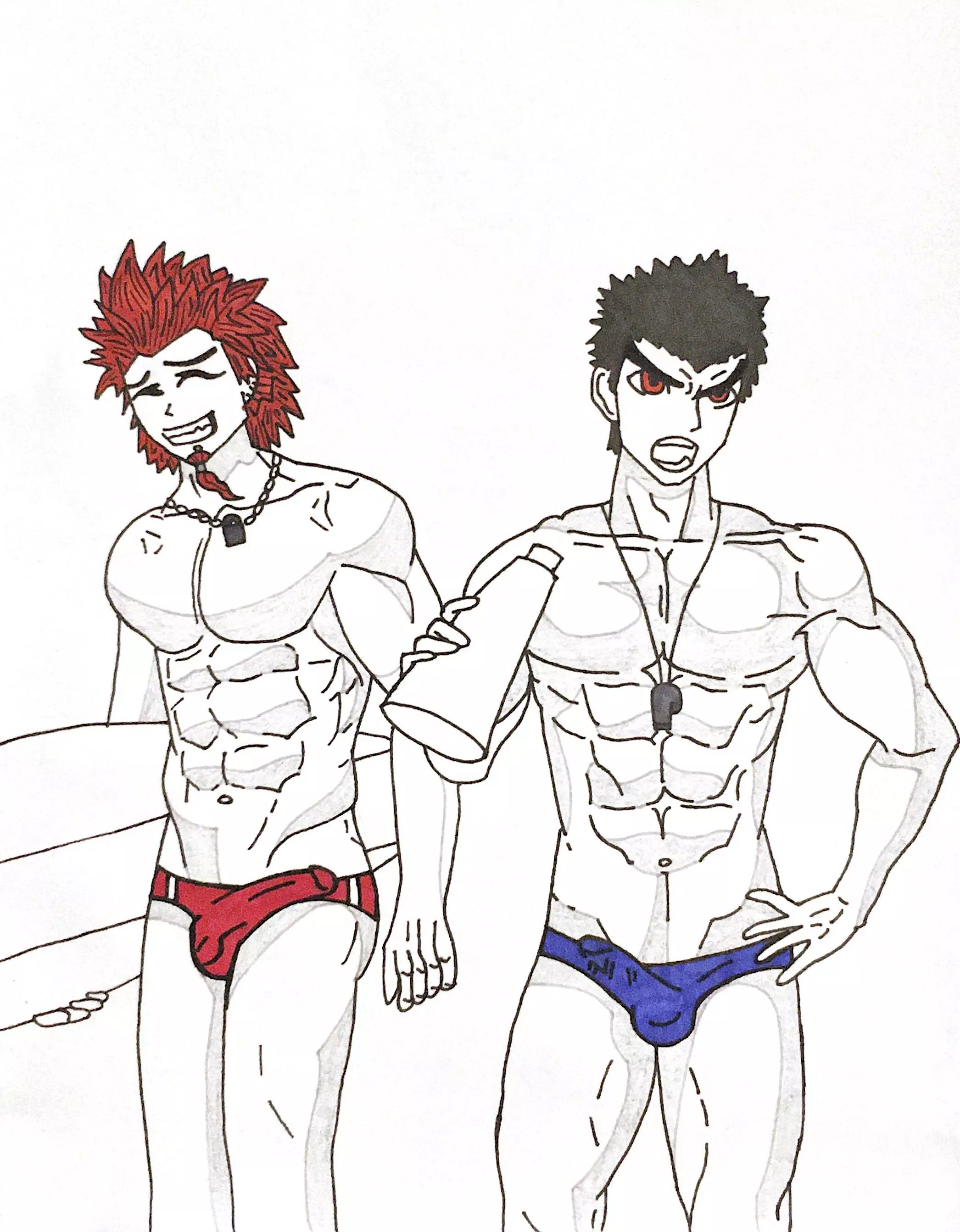 [Danganronpa] Leon and Kiyotaka wearing skimpy speedos (OC) posted by Many-Painter2111