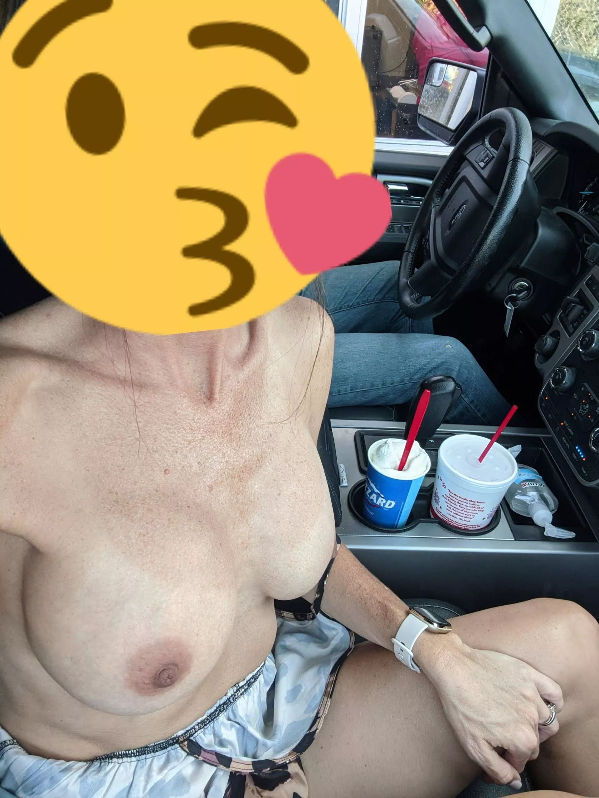 Dared my wife to go through the local drive thru topless posted by Captain_5