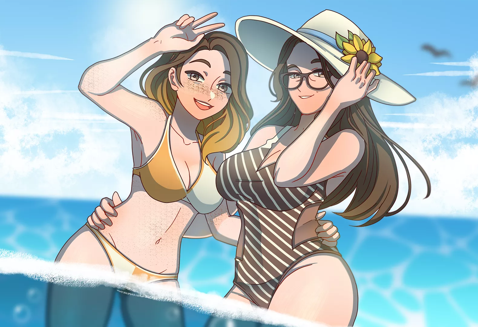 Daughter and mother on the beach [Time Wizard Studios] posted by Shahrulvai