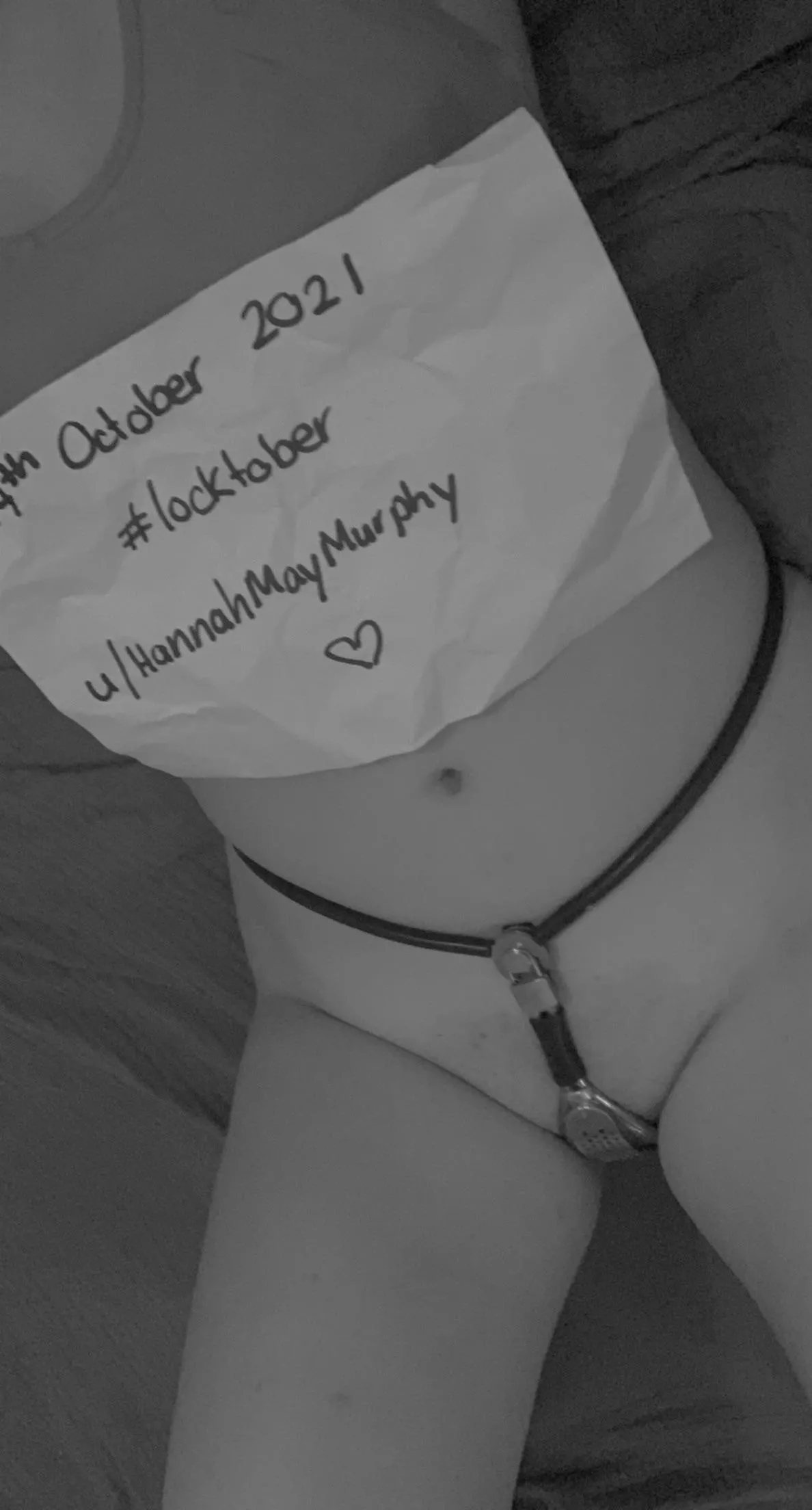 Day 14 feeling a little down today and think it might be related to not cumming in so long. I am trying to focus on the positives and remember my goal. It is also my first locktober so I think it might be related. Hope you are all still locked and made i posted by HannahMayMurphy