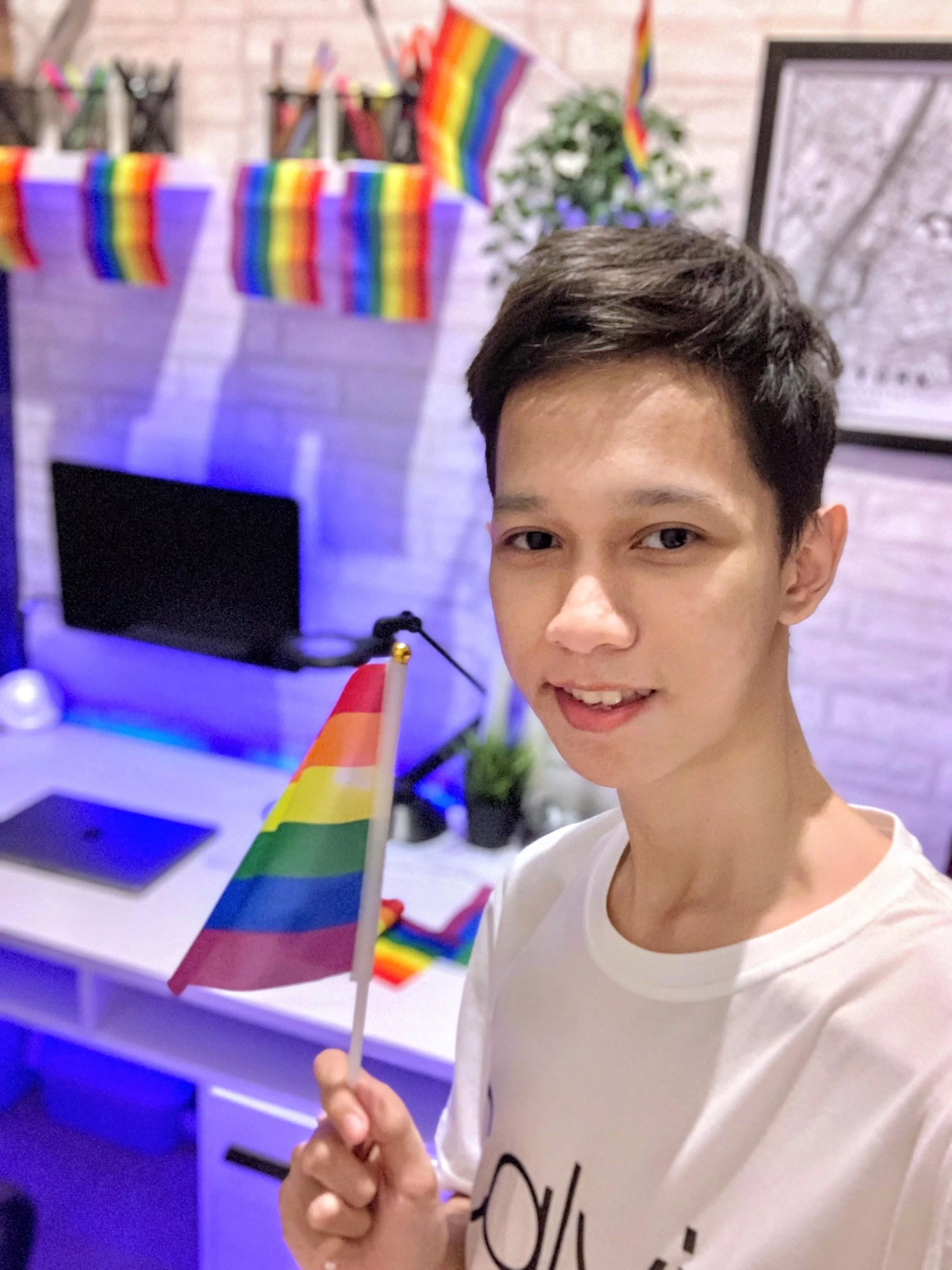 Decorating my setup to celebrate 1 year of me coming out 🏳️‍🌈 posted by SomeTourist5991