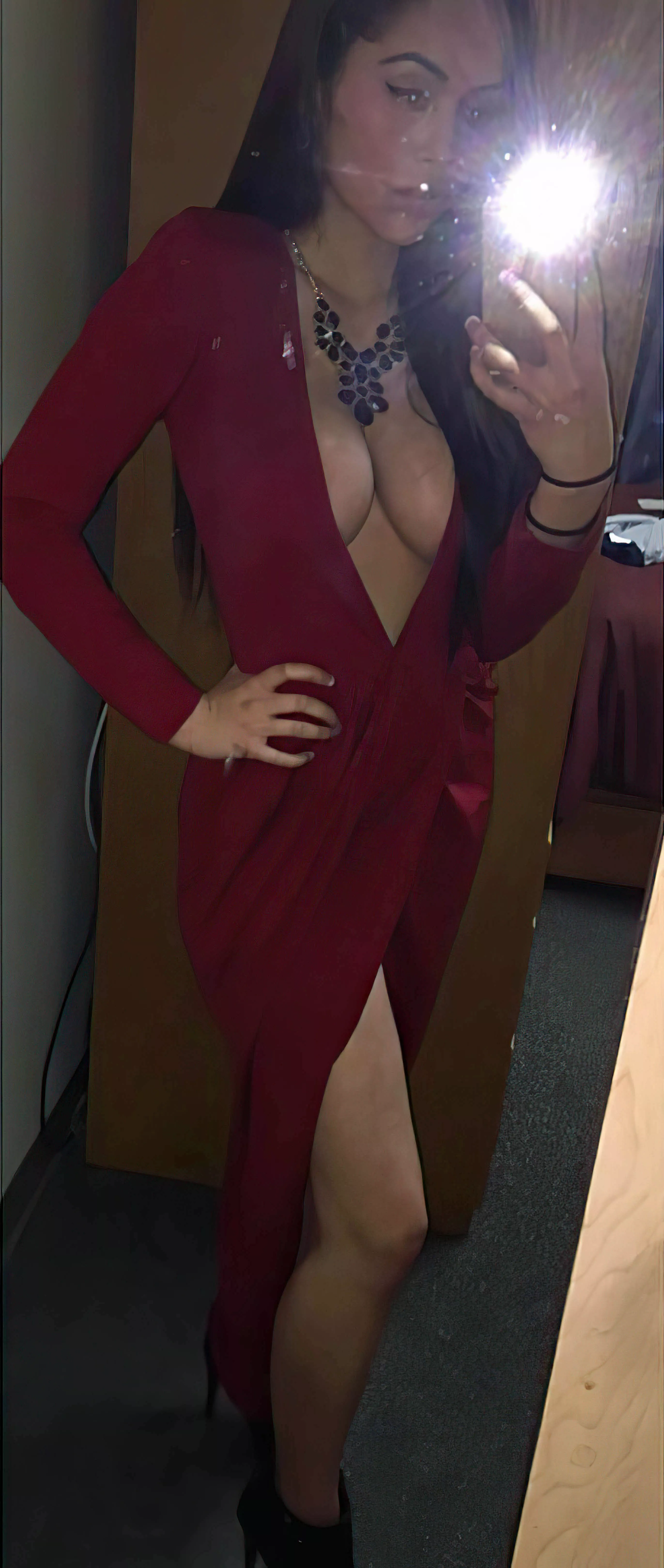 Deep neck dress + amazing boobs posted by 11tickles