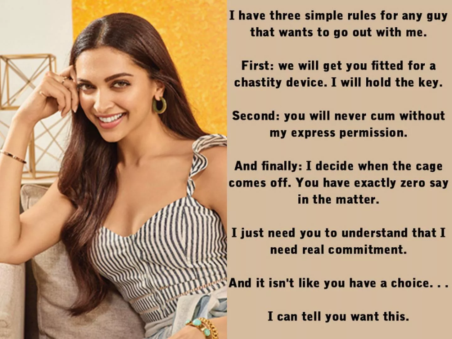 Deepika Padukone needs real commitment from her chastity slaves posted by kiara-advani-