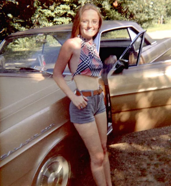 Denim shorts and a silk top - circa 1971 posted by thighsgentlyparting