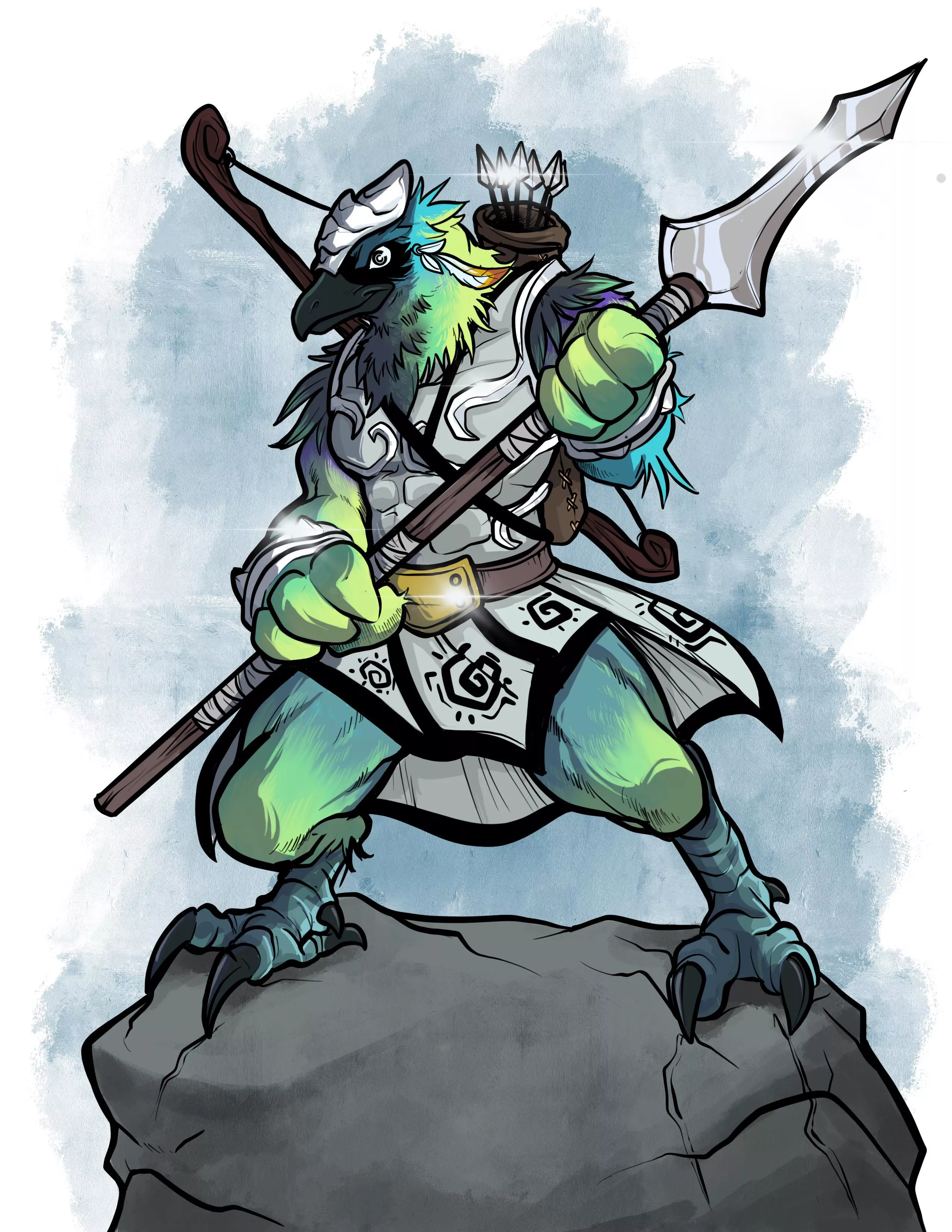 DnD character, Aaracokra fighter, but Rito design from Legend of Zelda. posted by Dulcimer85