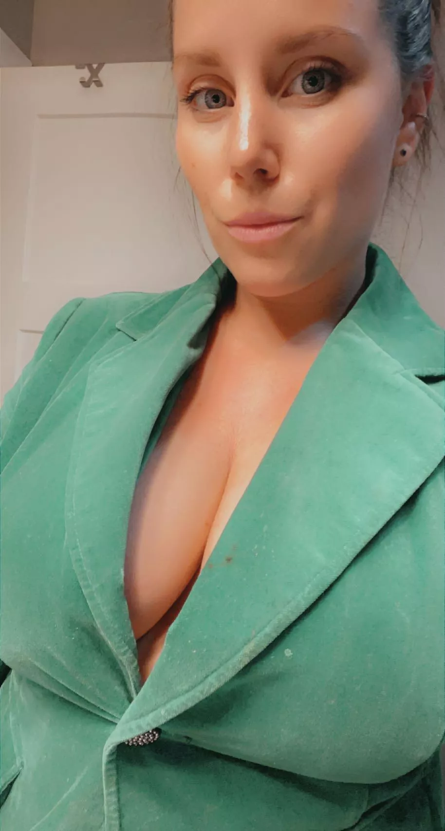 Do we like a blazer with no bra?? posted by Charis-leslie-