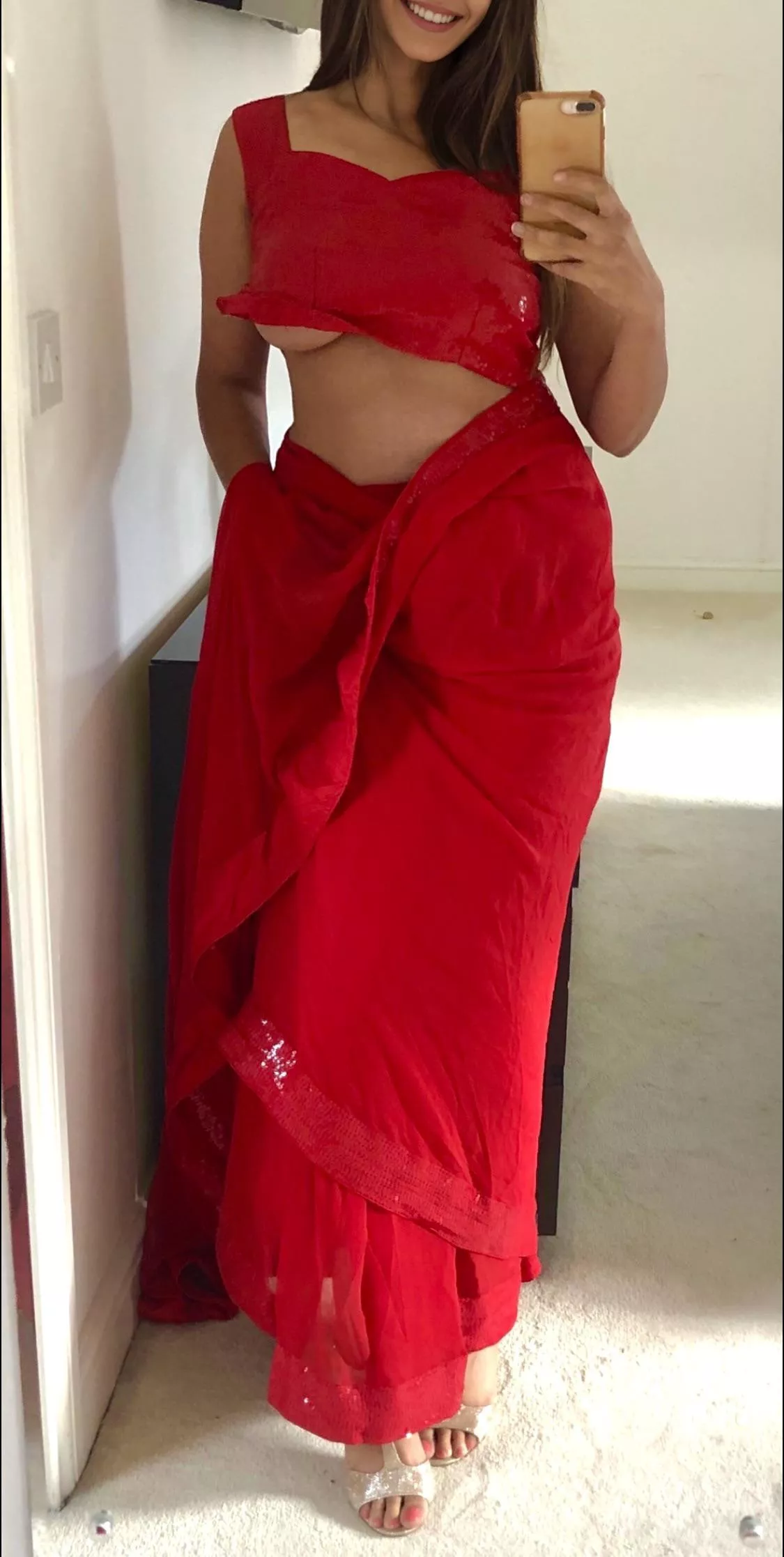 Do you like how this red sari looks on my brown skin? British Punjabi Indian posted by knightrider69x