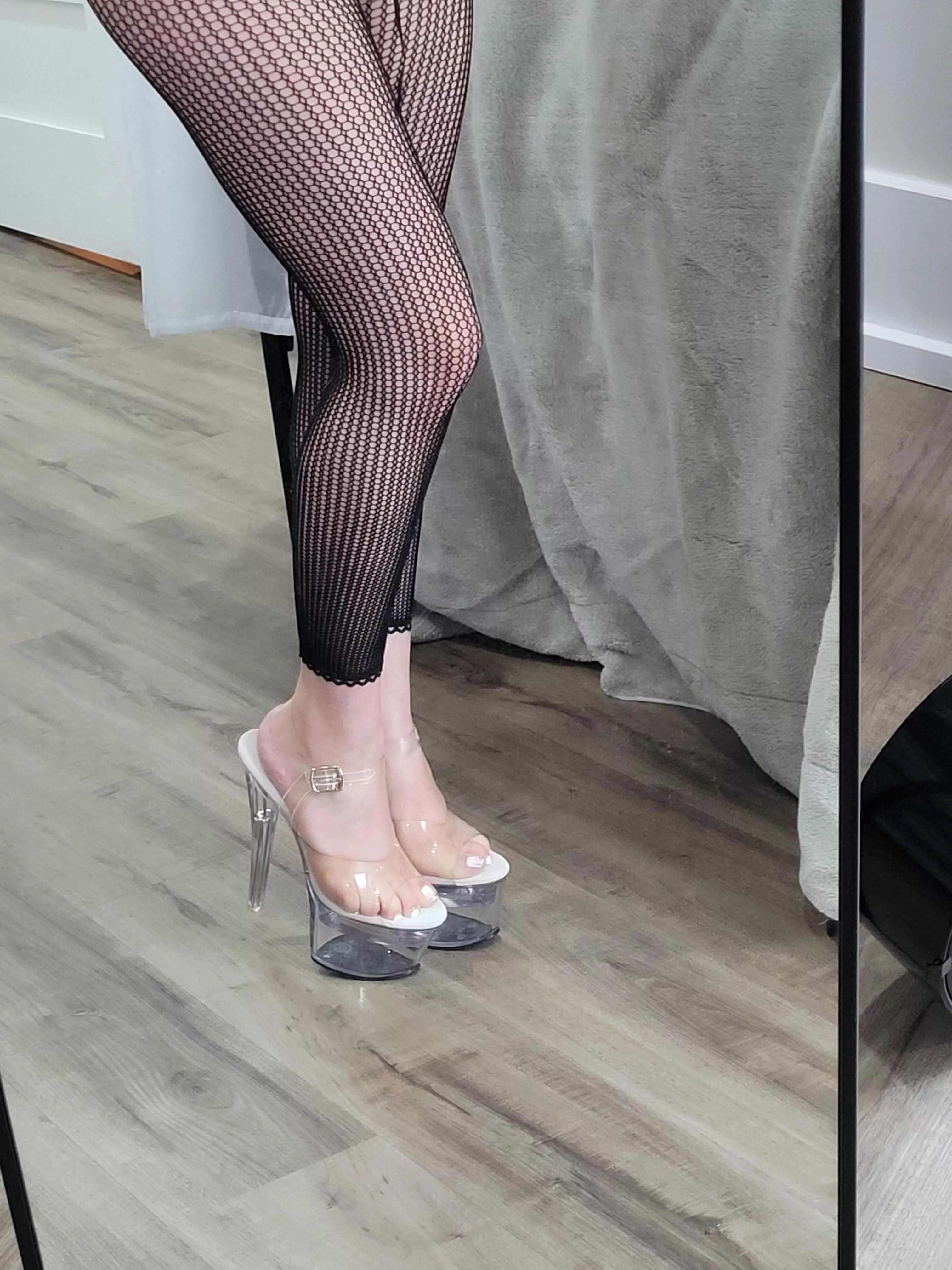 Do you prefer the clear heels or the fishnets? [OC] posted by _allabouther