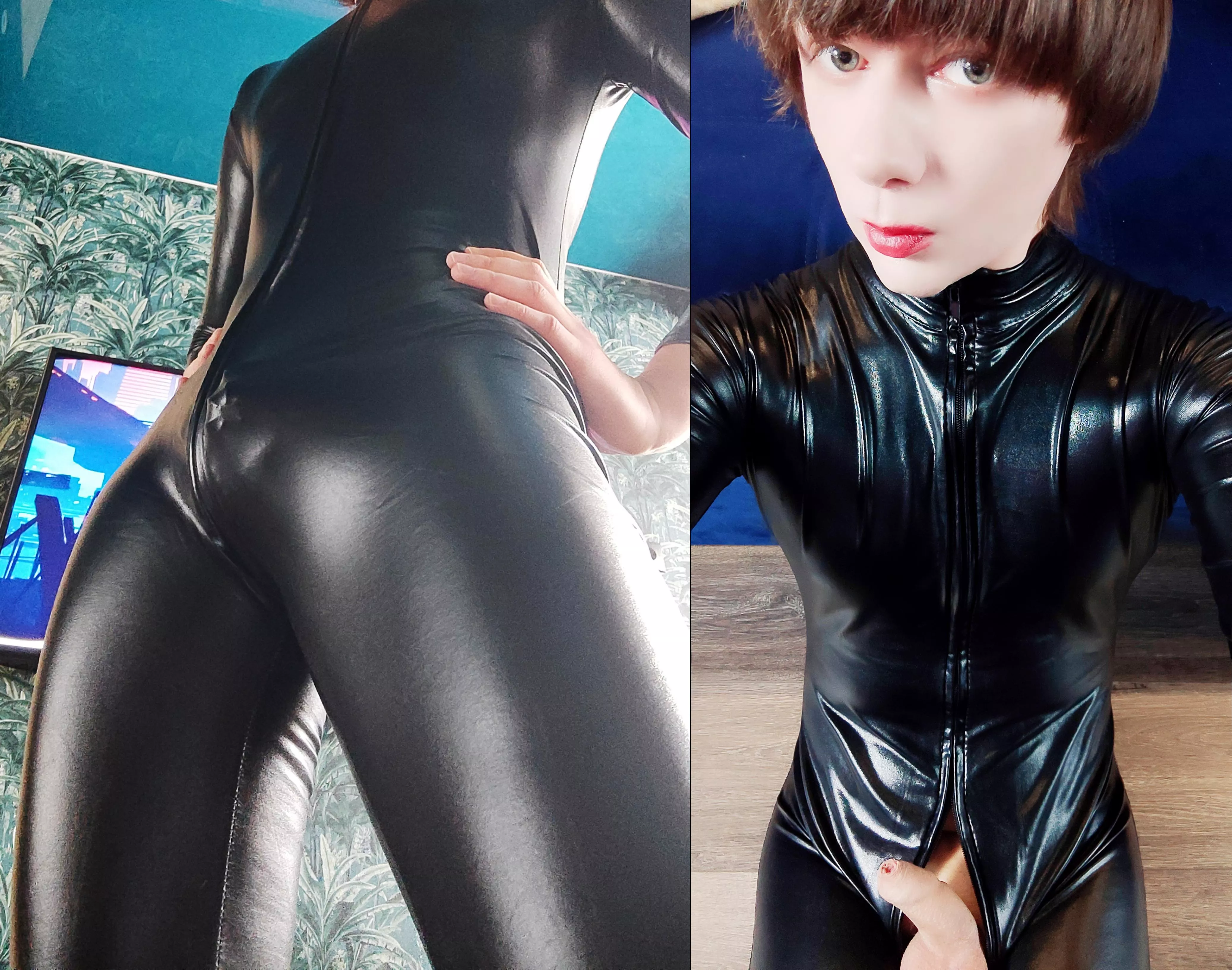 Do you see my micro size chastity, under this sexy suit?🔐🖤 posted by Sasha_Foxyq