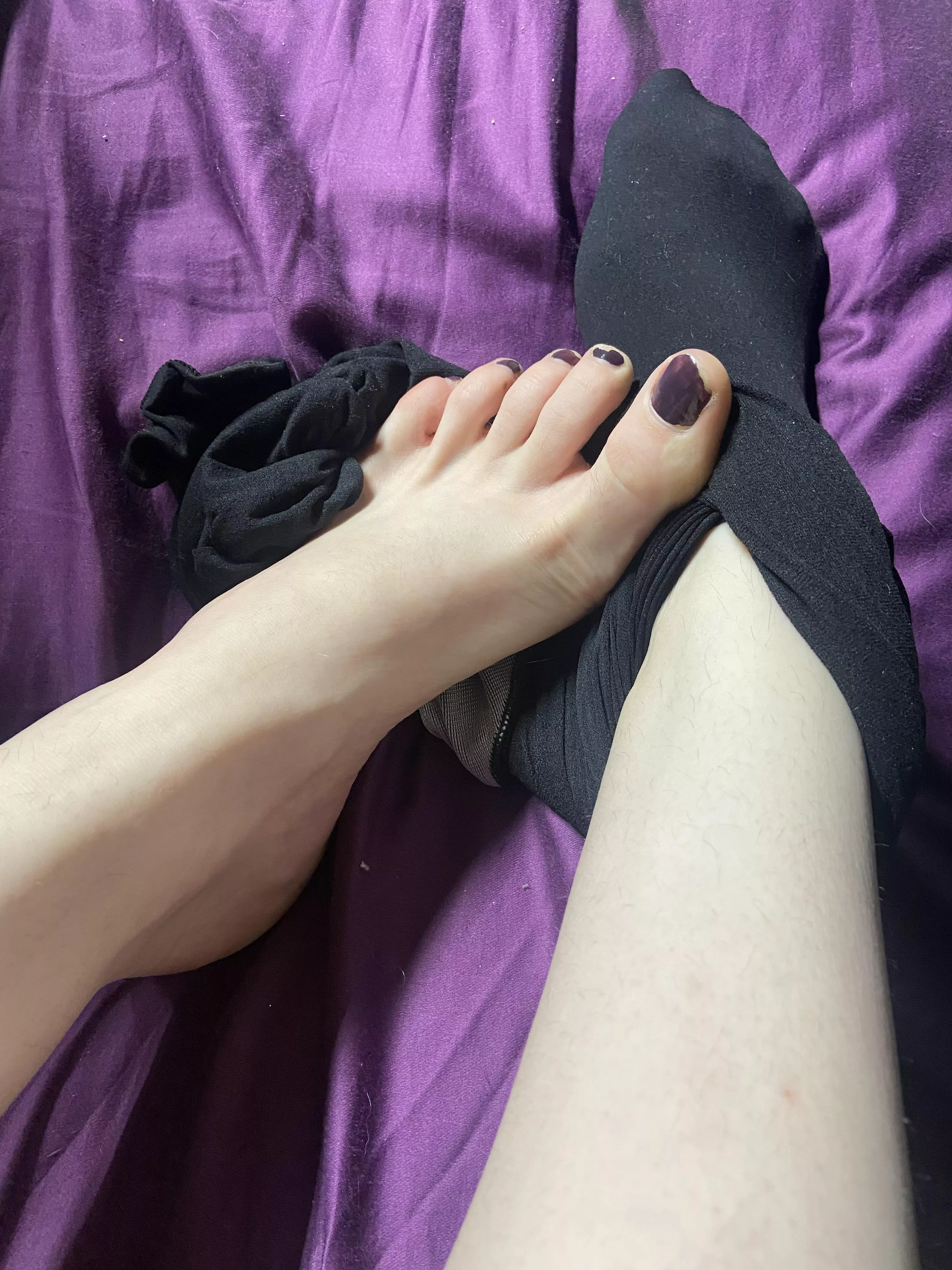 Do you want play with my soft feet? Help me take my tights off 😫 posted by medora_xo