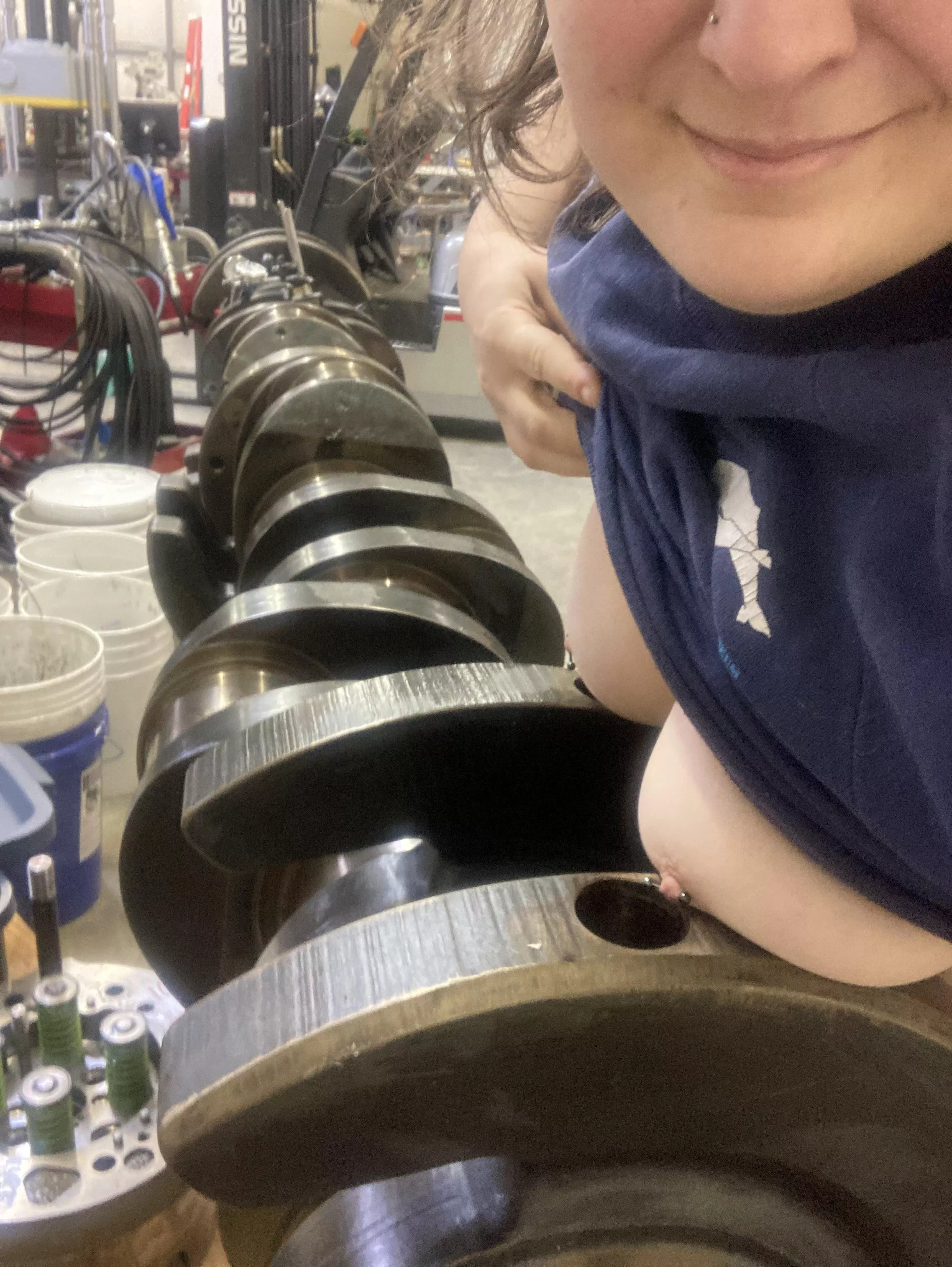 Don’t mind me, just resting tiddies on the 13ft crankshaft. Nothing to see here! posted by gitsumfuk