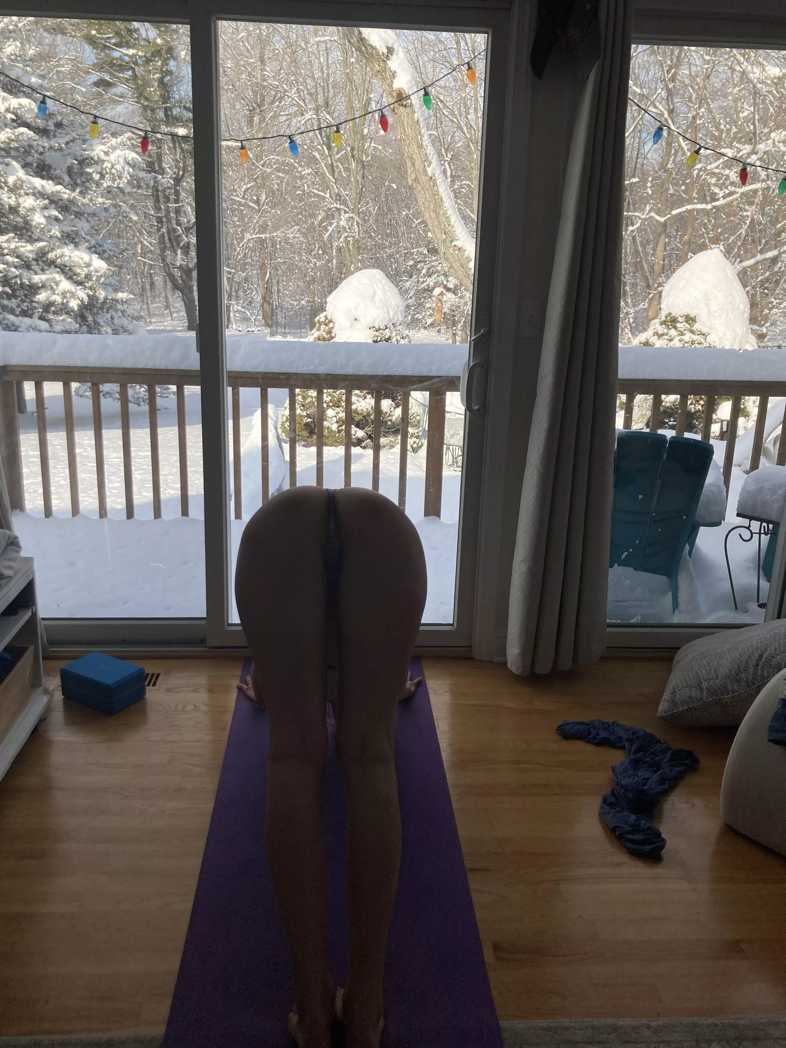 Downward dog and fresh snow posted by DirtyfemMD