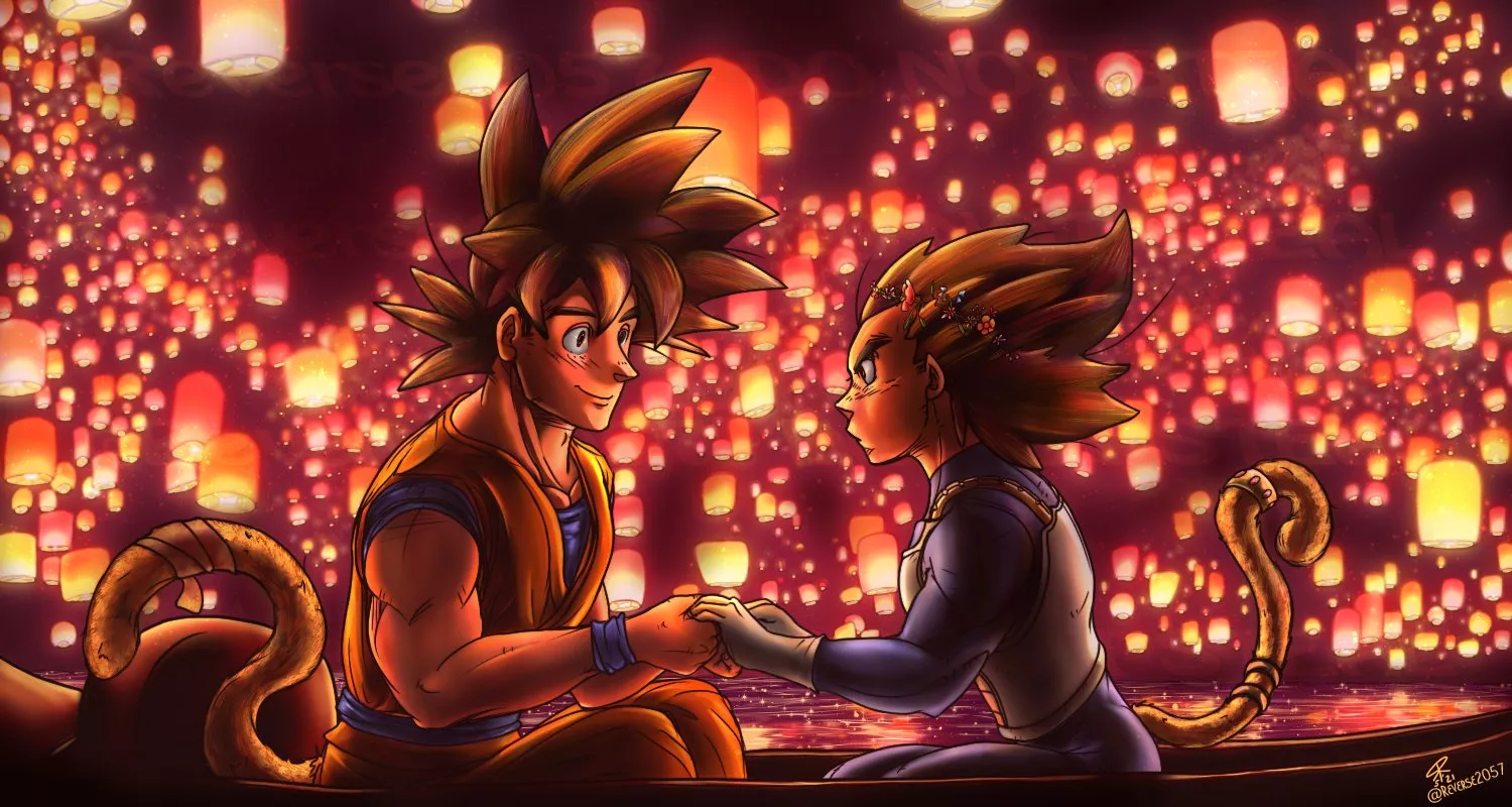 [Dragonball z] Art by Me for Kakavege week. Day 1 prompt was Disney AU so I did Tangled. :) posted by Reverse2057