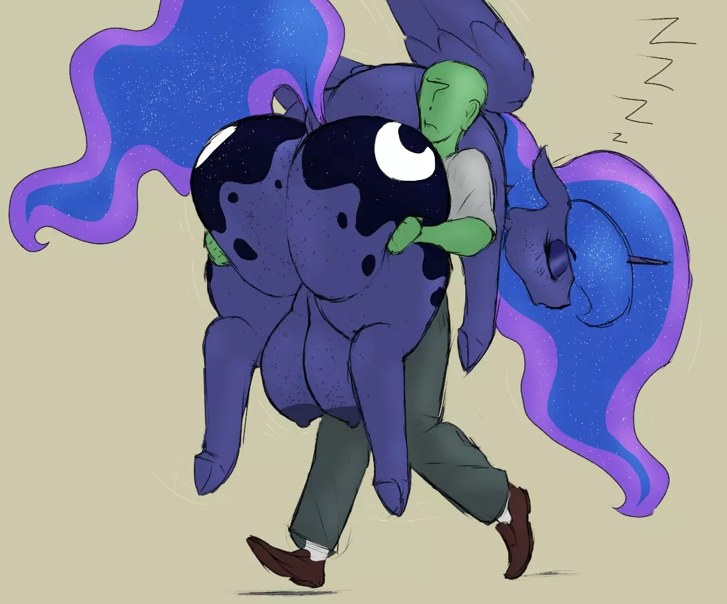 Drunk princess Luna gets carried home after a night out drinking with anon (Crazy water) posted by drip_of_theseas