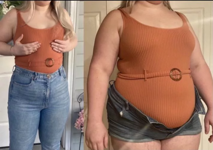 earlier this year vs nowâ€¦considering getting her a second job as an advertising blimp ðŸ¤” posted by myfatblondegf