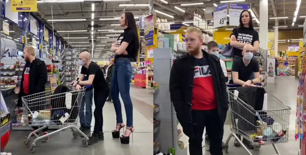 Ekaterina Lisina (205cm /6'9) wearing heels next to short men posted by throwaway482895298