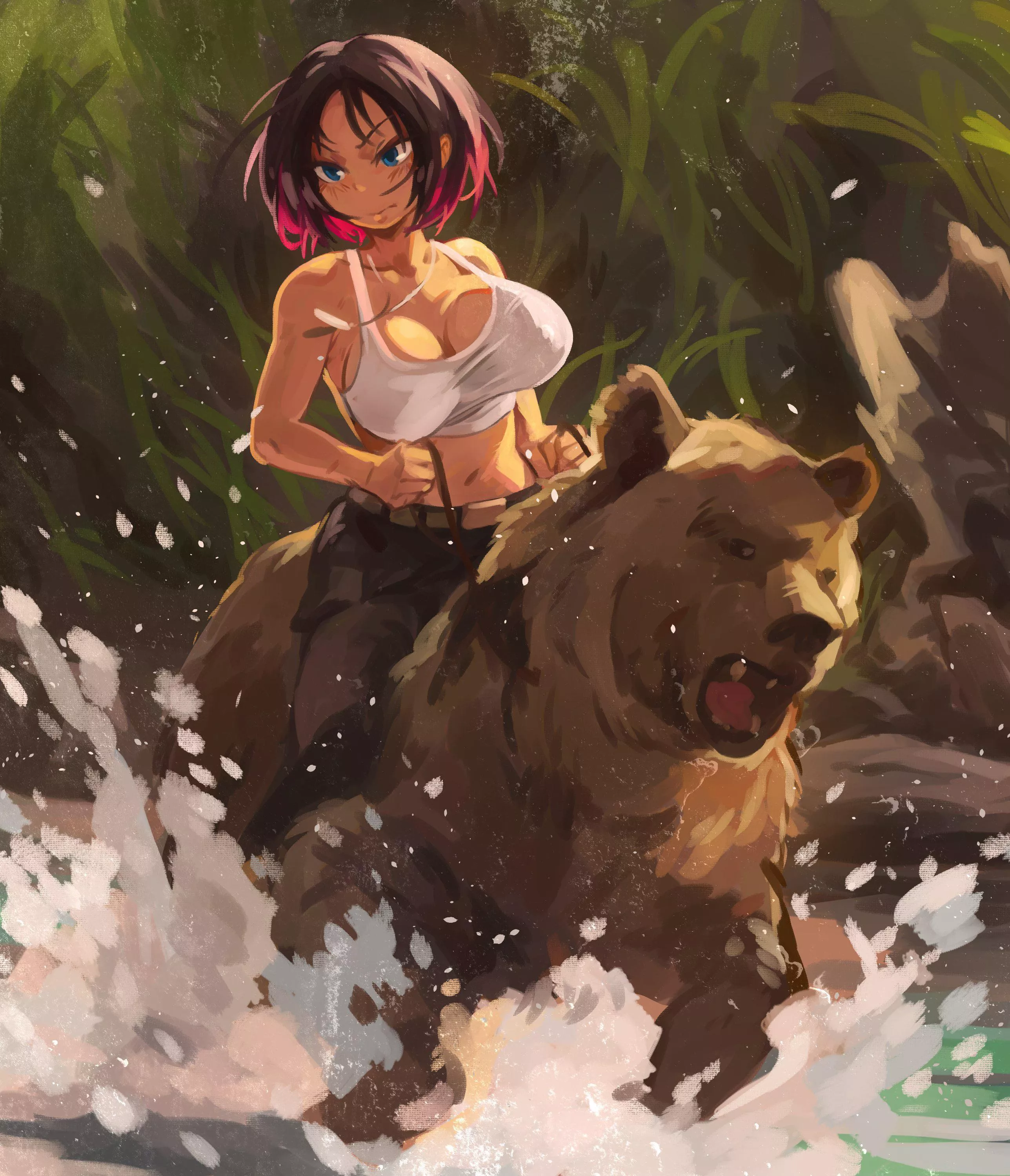 Elmaâ€™s incredible jugs flopping around while riding a bear [Kobayashi-san Chi no Maidragon] (Credit: Khyleri) posted by _YURILVR