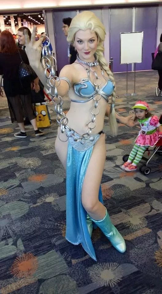 Elsa/Slave-Leia cosplay crossover posted by TeresaGonzalz