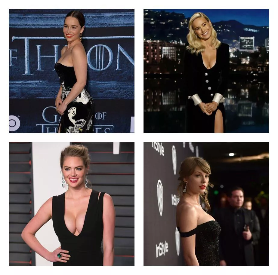 Emilia Clarke, Brie Larson, Kate Upton and Taylor Swift looking amazing in black dresses posted by oohjustalittlebit34