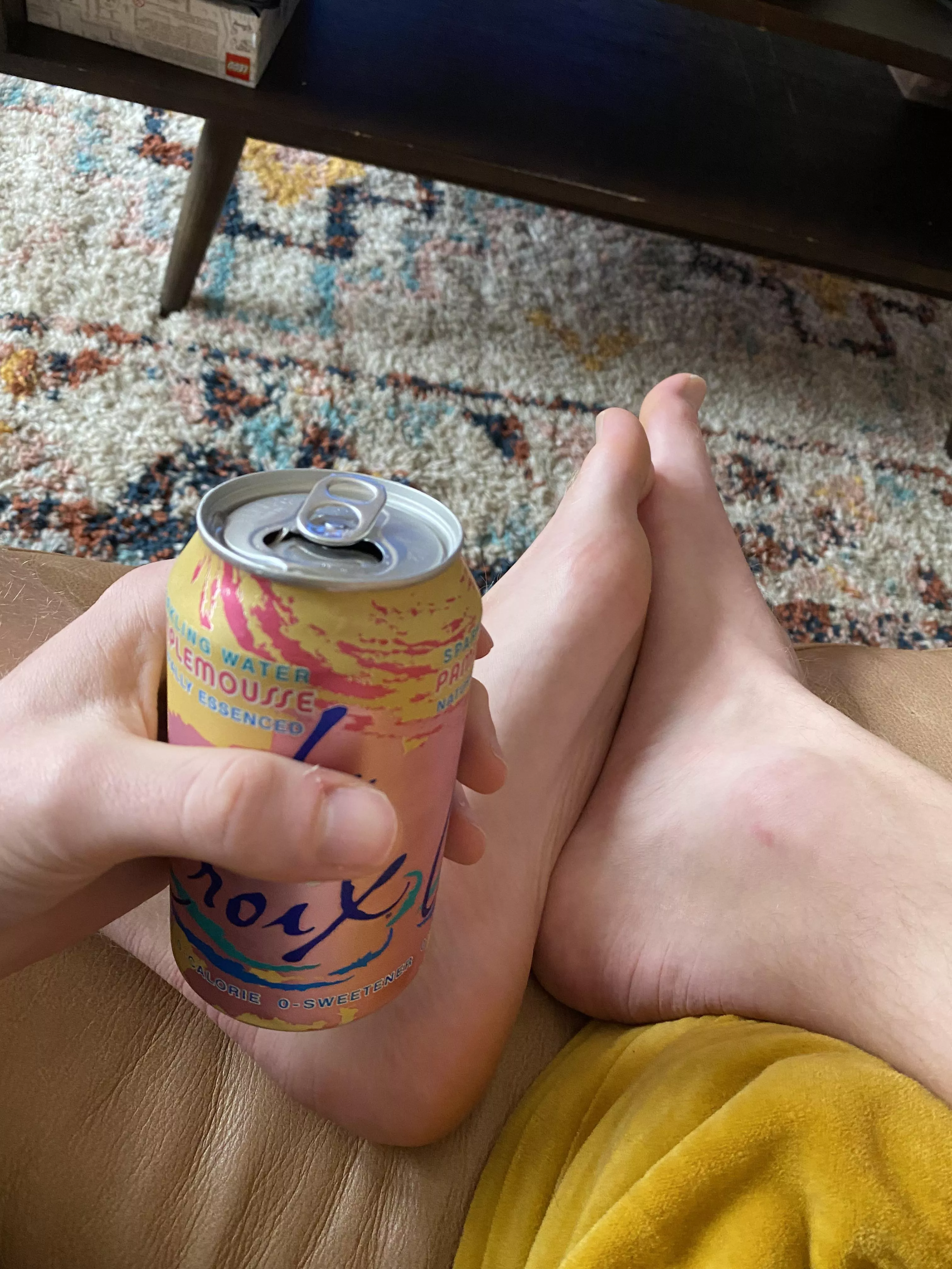 Enjoying my La Croix that I got sent from a sub. posted by BlondeBoyFoot