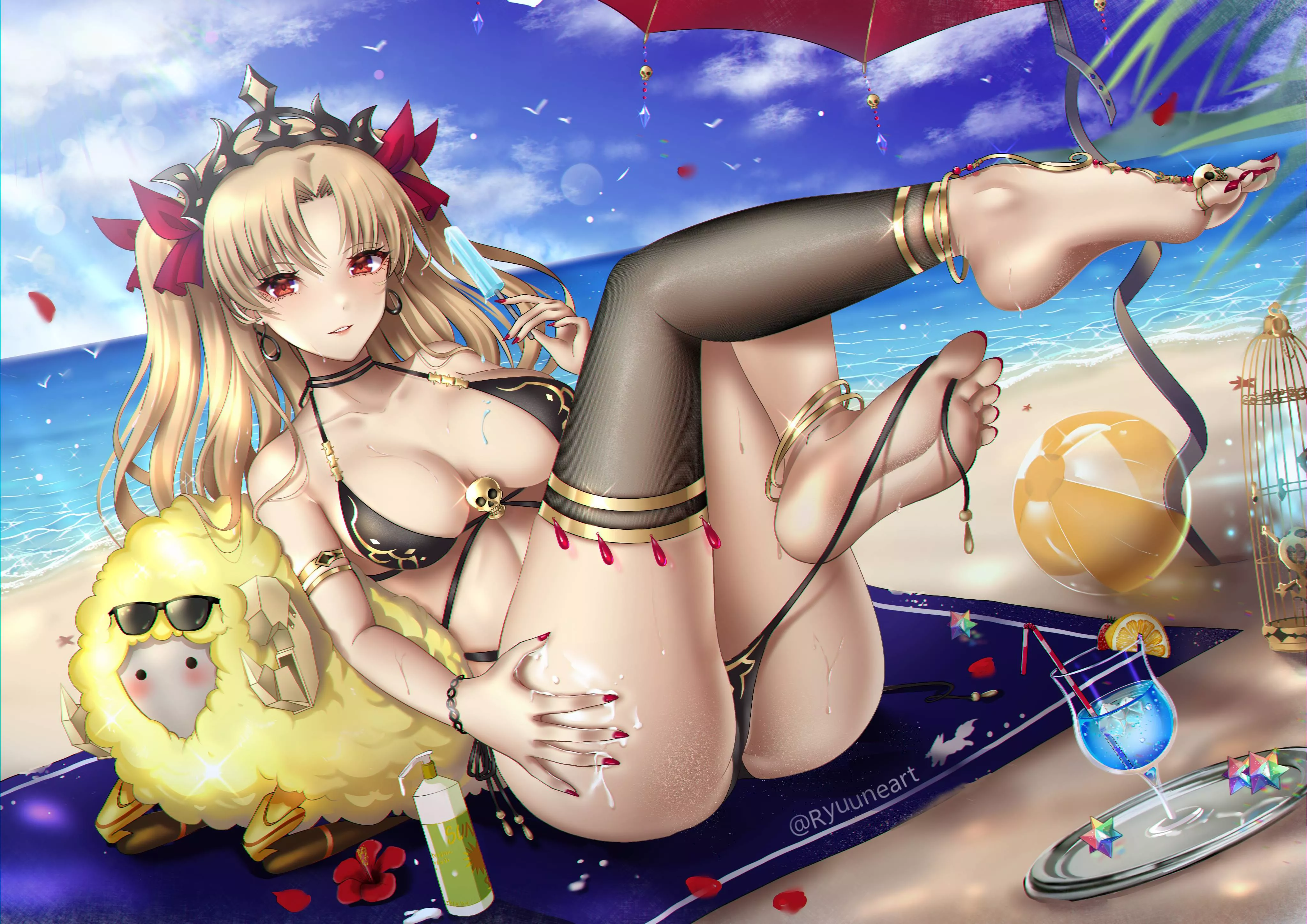 Ereshkigal at the beach [Fate] (Ryuuneart) posted by cold_stew