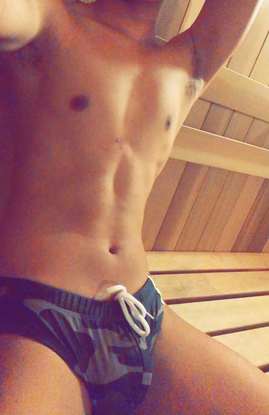 Even when in the Sauna can’t shed the Camo. 22 Gay bottom here posted by MomoForce14