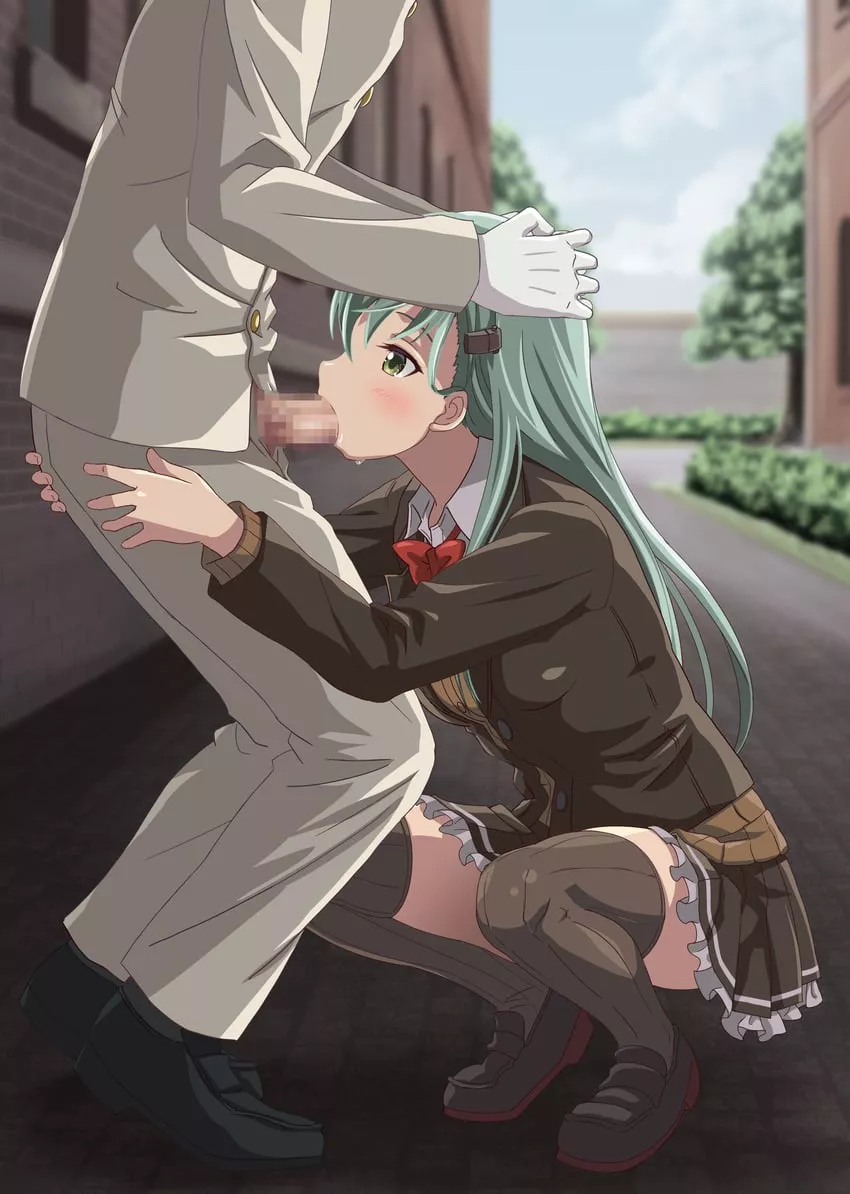 Exhibitionist Suzuya gives Admiral blowjobs around the base posted by Emissary_of_Yuggoth