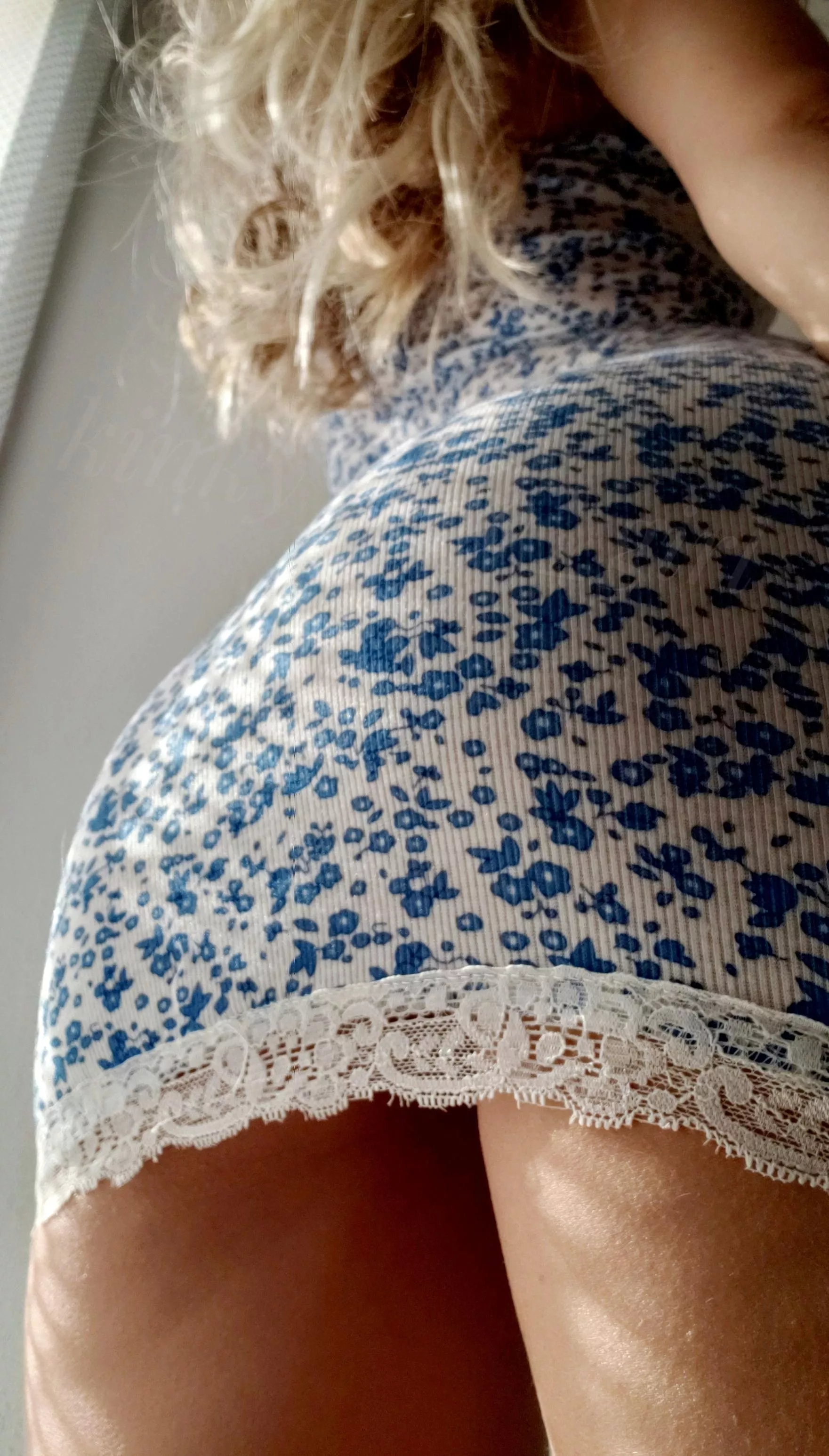 (F) What do you think? I wear panties under my dress?💙😏 posted by kinky_dev_girl