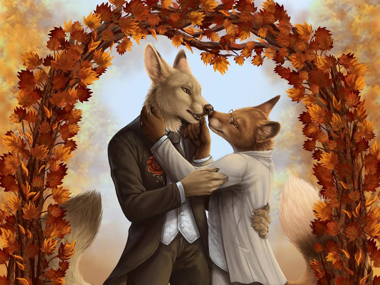 Fall wedding (art by Rukis) posted by Bonkers_Reee