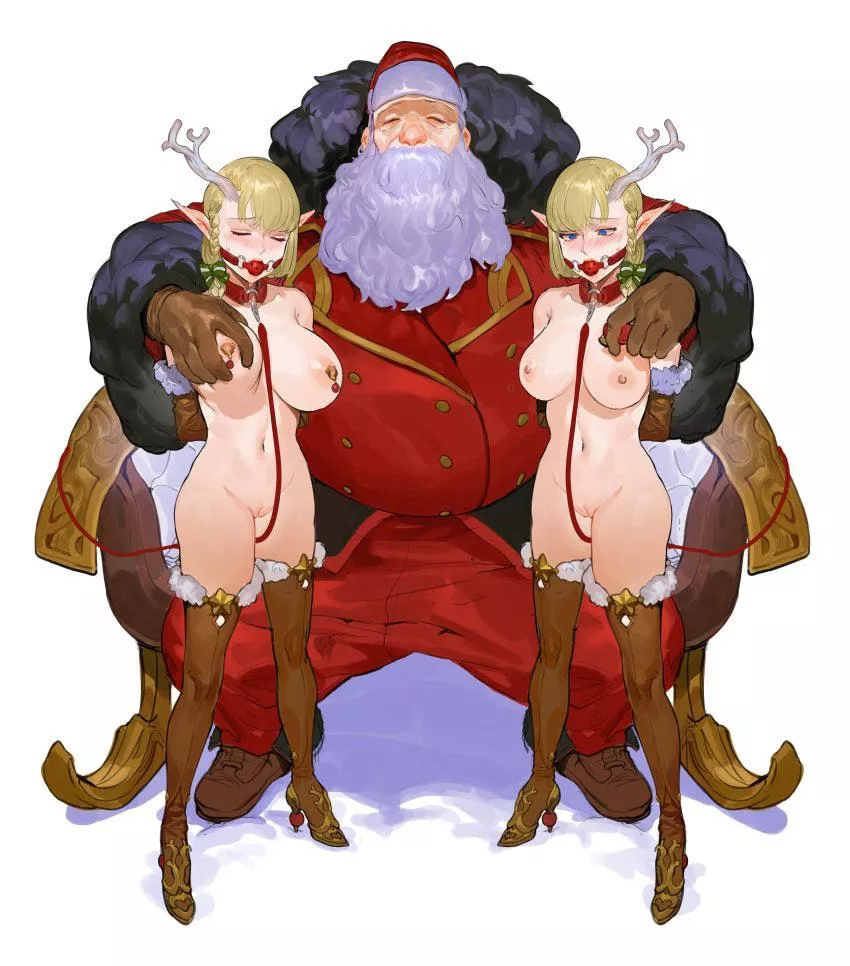 father christmas pet deers are hot posted by MoonMonstrum