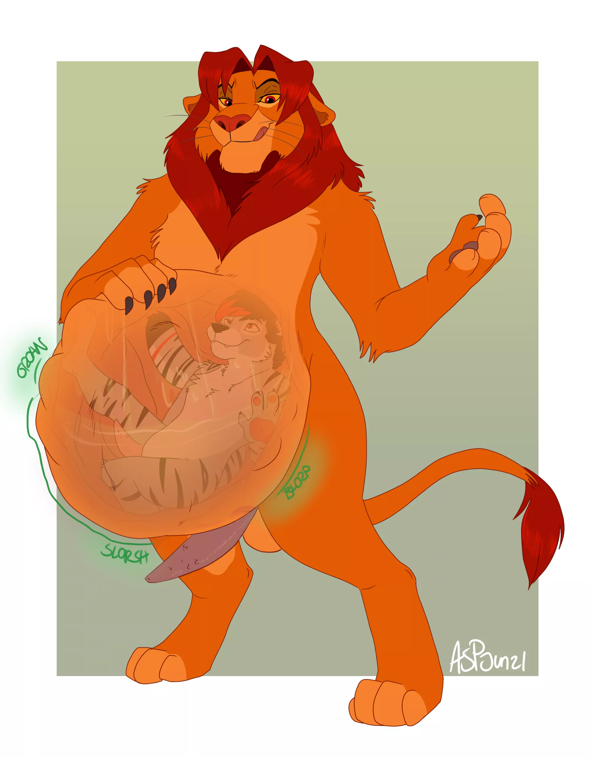 Feeding the king [by feeriion] [MM] [Oral Vore] [Willing] [Tiger] [Lion] [Lion King] [Size Difference] posted by Harvok_XXX