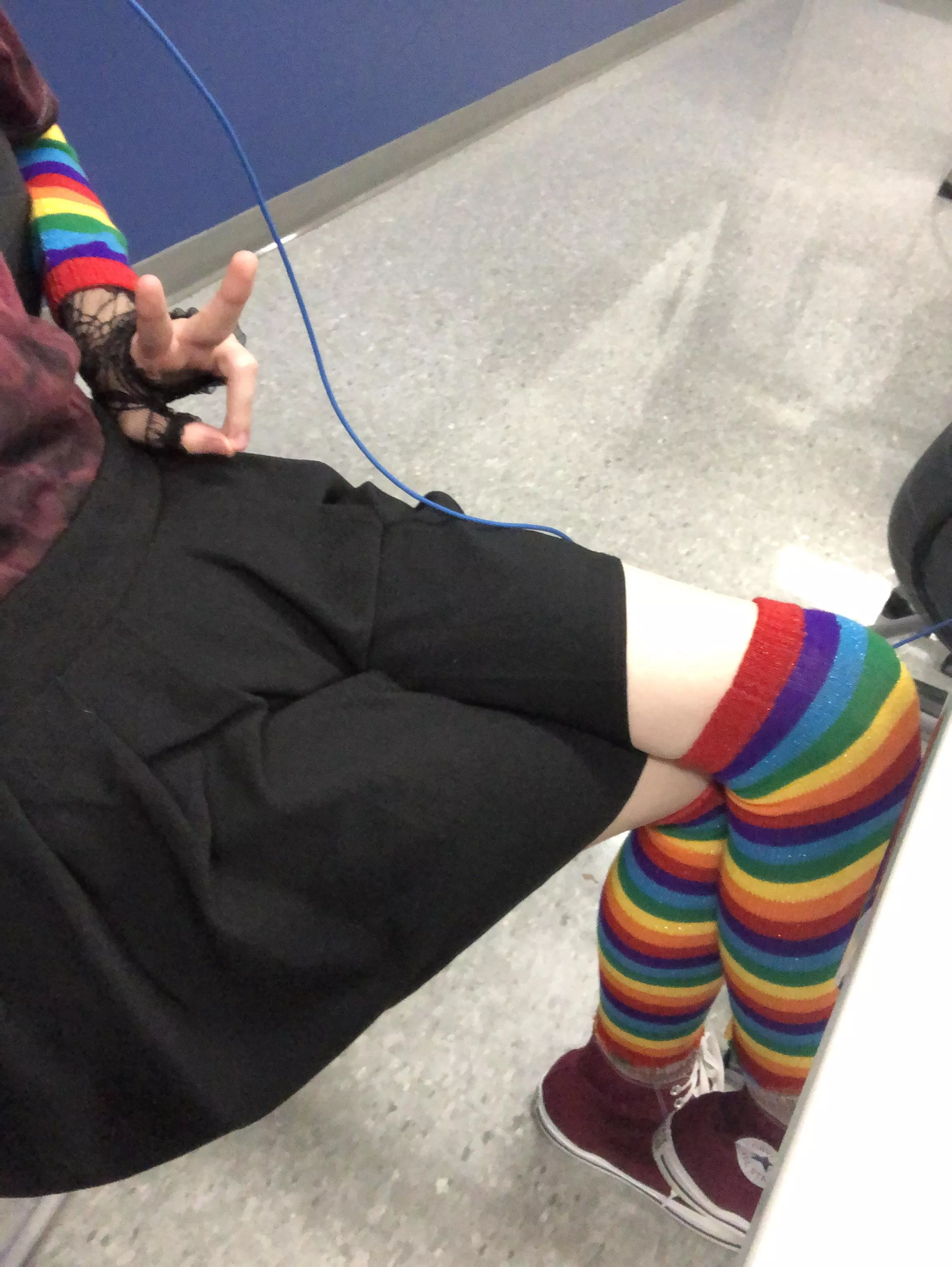 Feeling cute in my skirt and rainbow 🥰 posted by RelativeTank8625