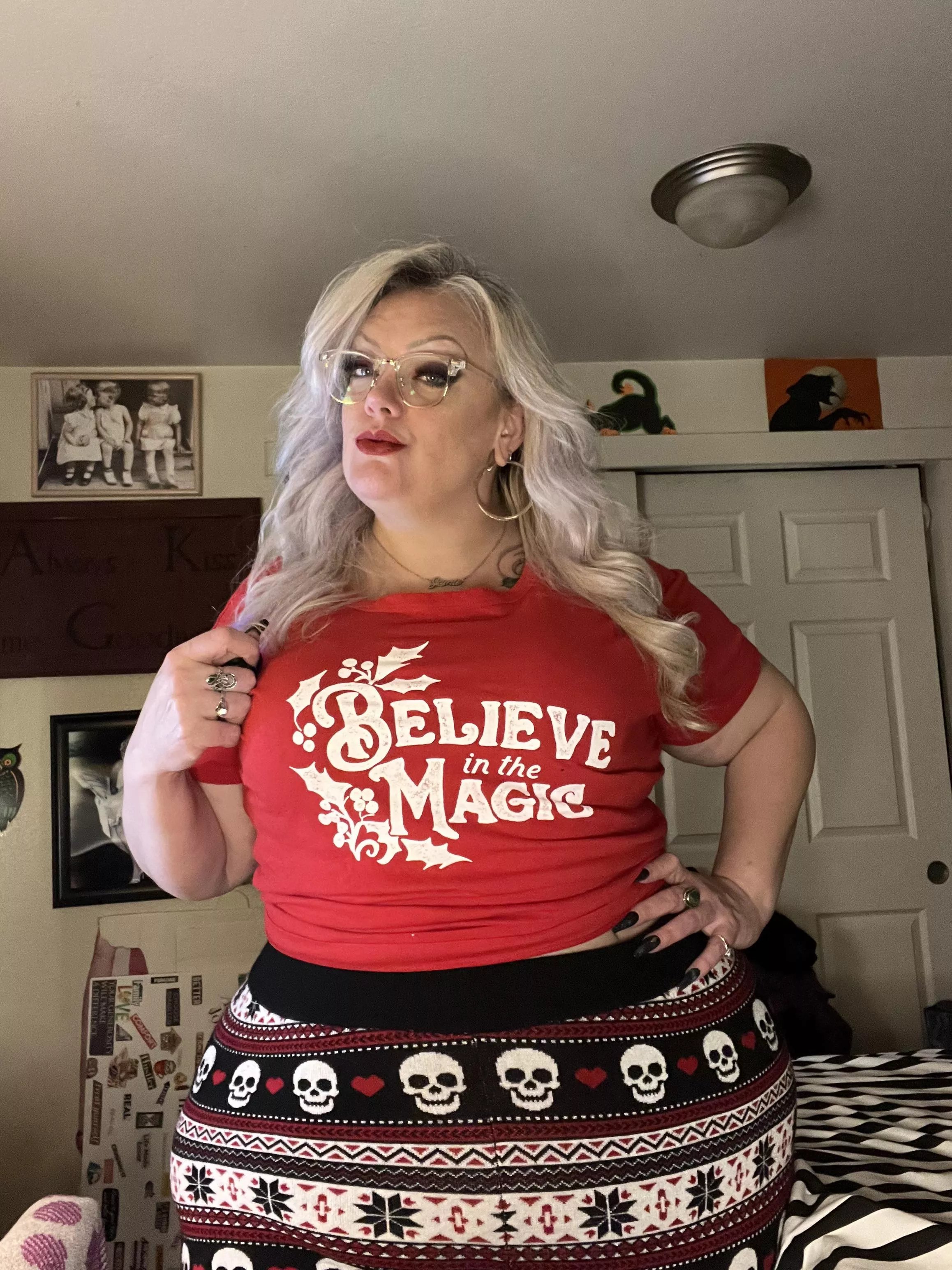 Feeling cute n festive in my Christmas jammies 🎄 posted by curvybarbietoo