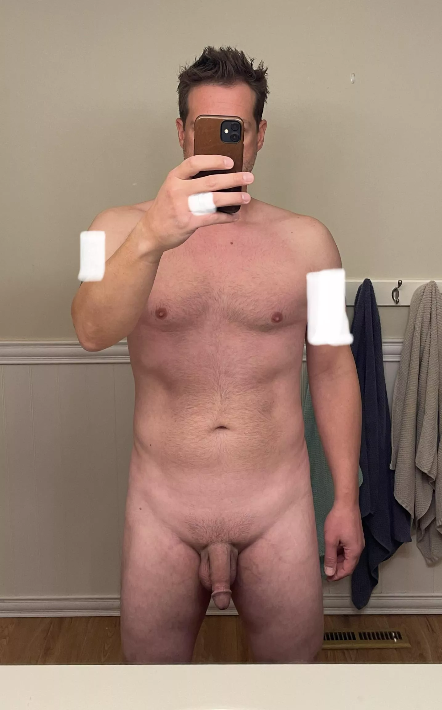 Feeling good today about how I look naked. Plenty of room for improvement but results are slower as I get older. Feeling pretty normal nude today. posted by Apprehensive_4201