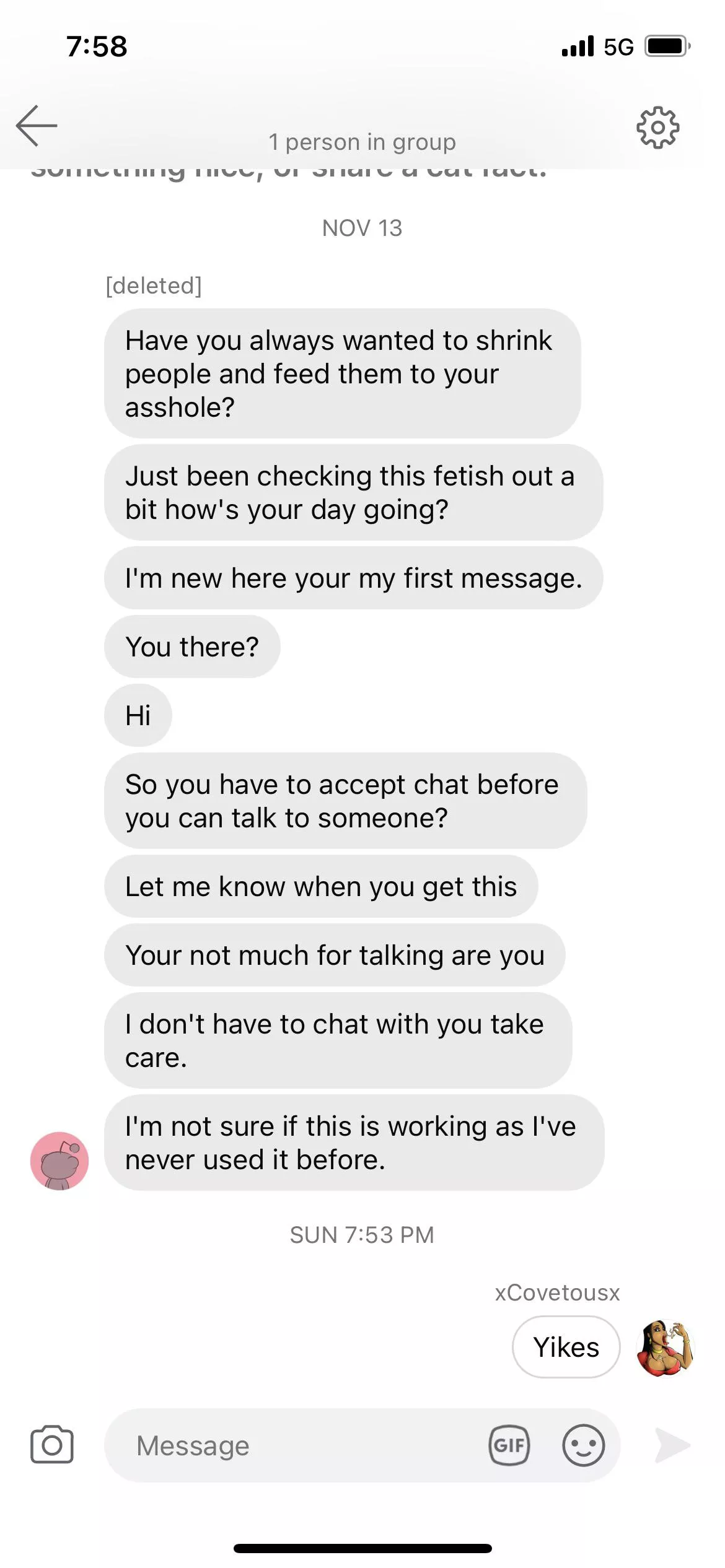 Fellas, just because I don’t get back to you doesn’t mean I’m ignoring you. Life happens like that. This behavior is just cringy and uncalled for. Chill🤷🏽‍♀️ posted by xCovetousx