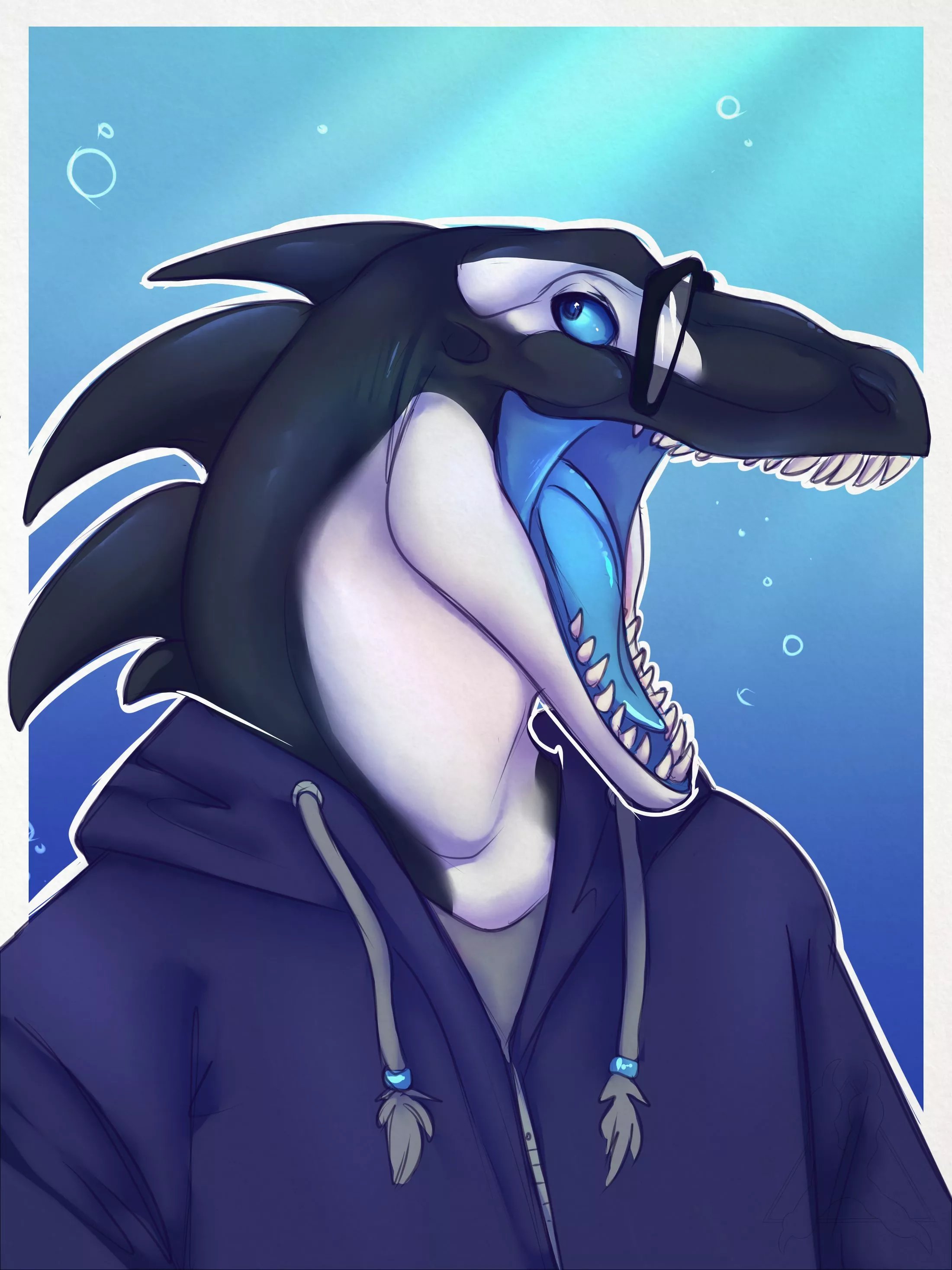 Fellow Orcaraptor says hai! (Art by @OmuMacaw on Twitter) posted by Keto_Orkyy