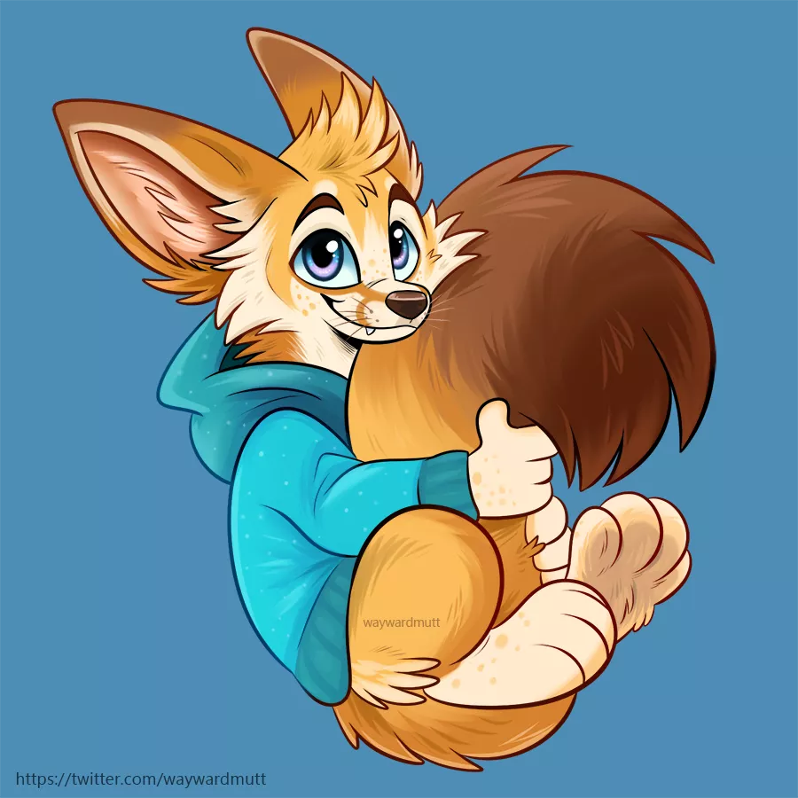 Fennec Fox in a hoodie 😊(Art by me ~ @Waywardmutt on Twitter) posted by waywardmutt