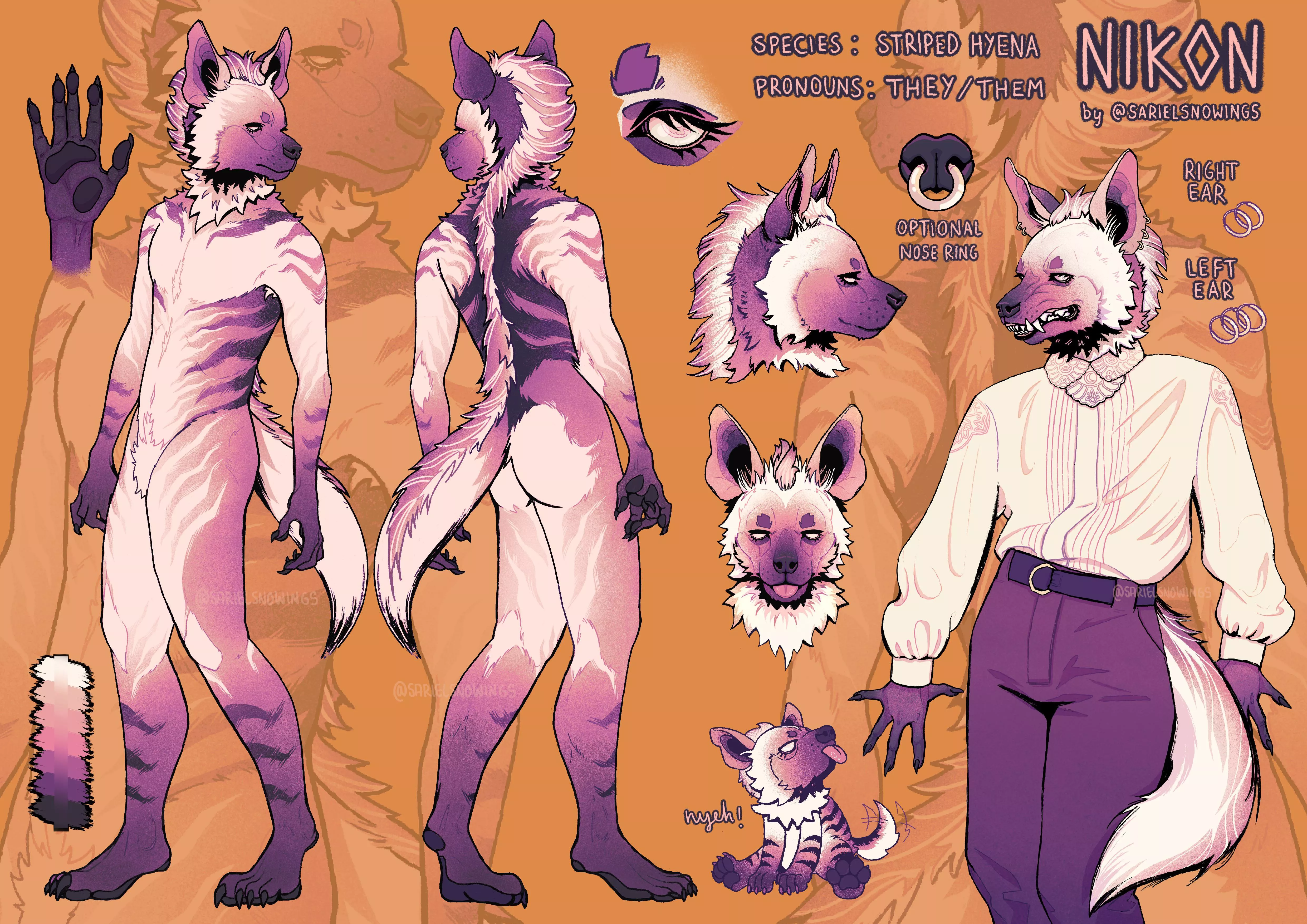 Finally finished the ref sheet for my fursona!! First time making one so there’s lots to improve, but I think it’s a good start. (Art by me, @SarielSnowings on Twitter/IG) posted by SarielSnowings