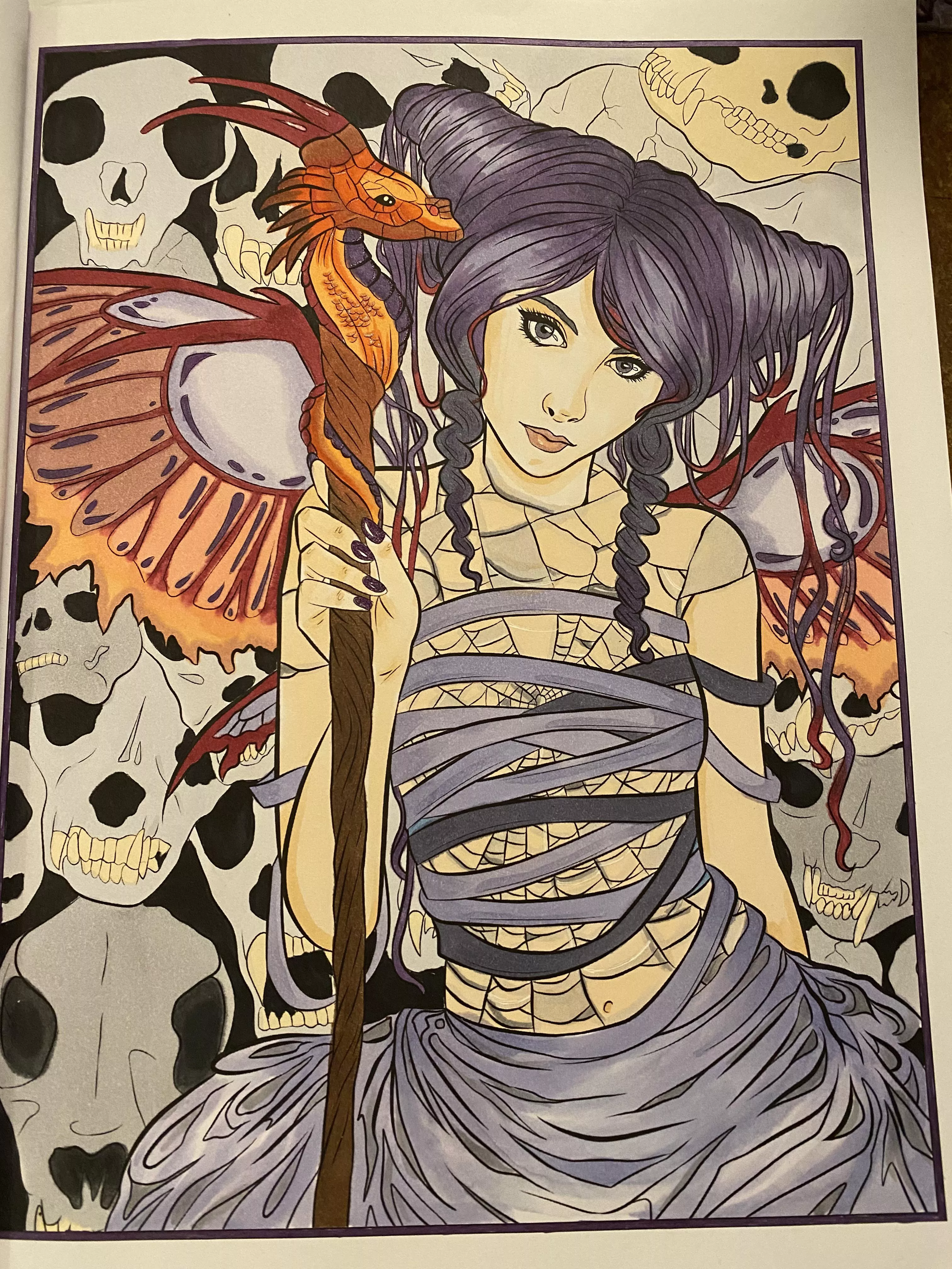 Finished the first page of the goth colouring book that daddy got me for my birthday! 🥀⛓ posted by uncles-little-girl