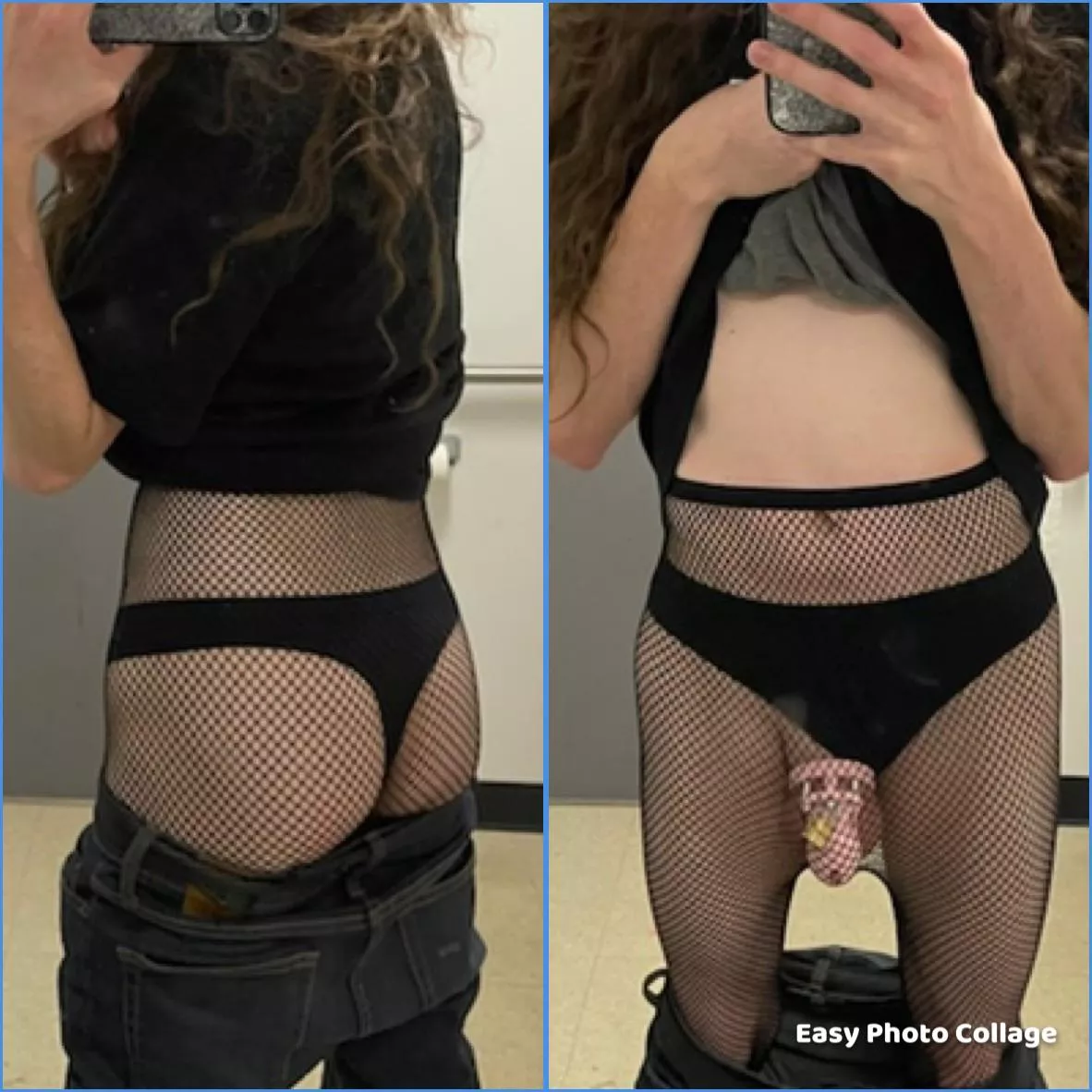 Fishnets and chastity is an amazing combo. Don’t you agree ? posted by ShySissySamantha