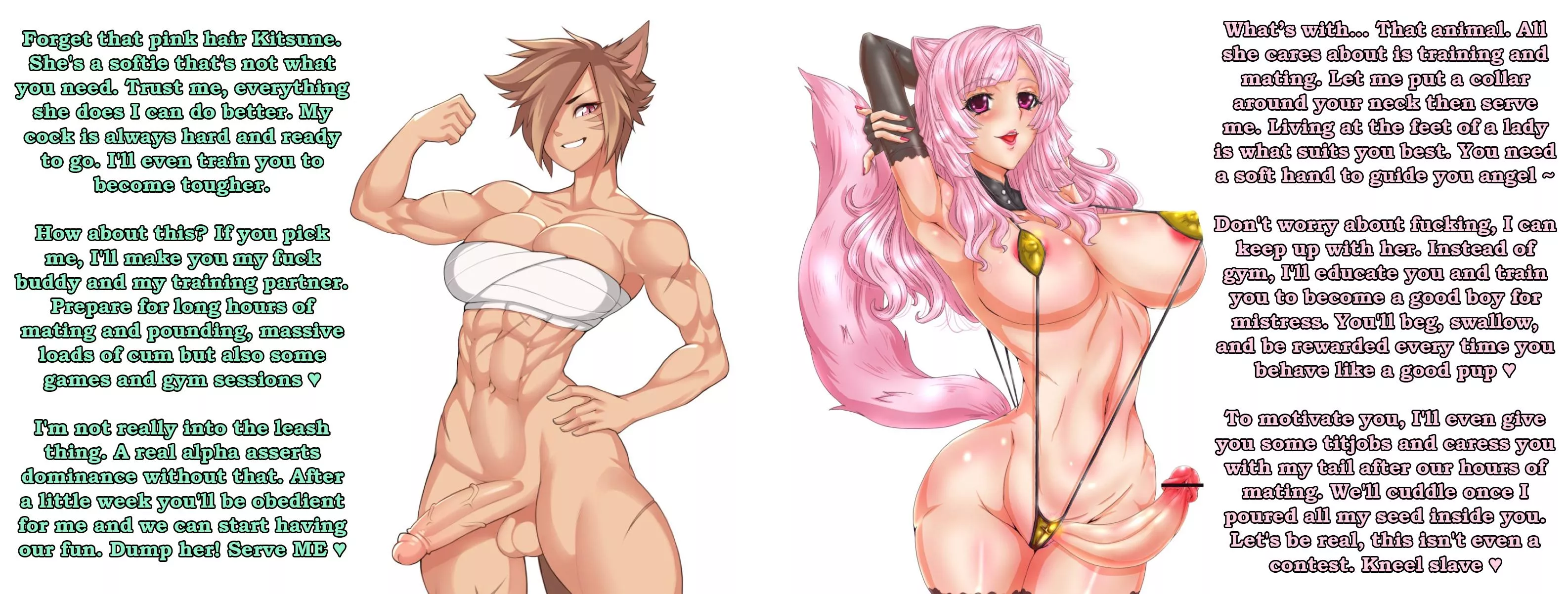 Fit Cat Futa and Lady Kitsune fight for you. Who will you serve? ♡ [Vote in Comments ♡] posted by Sir__Sasha