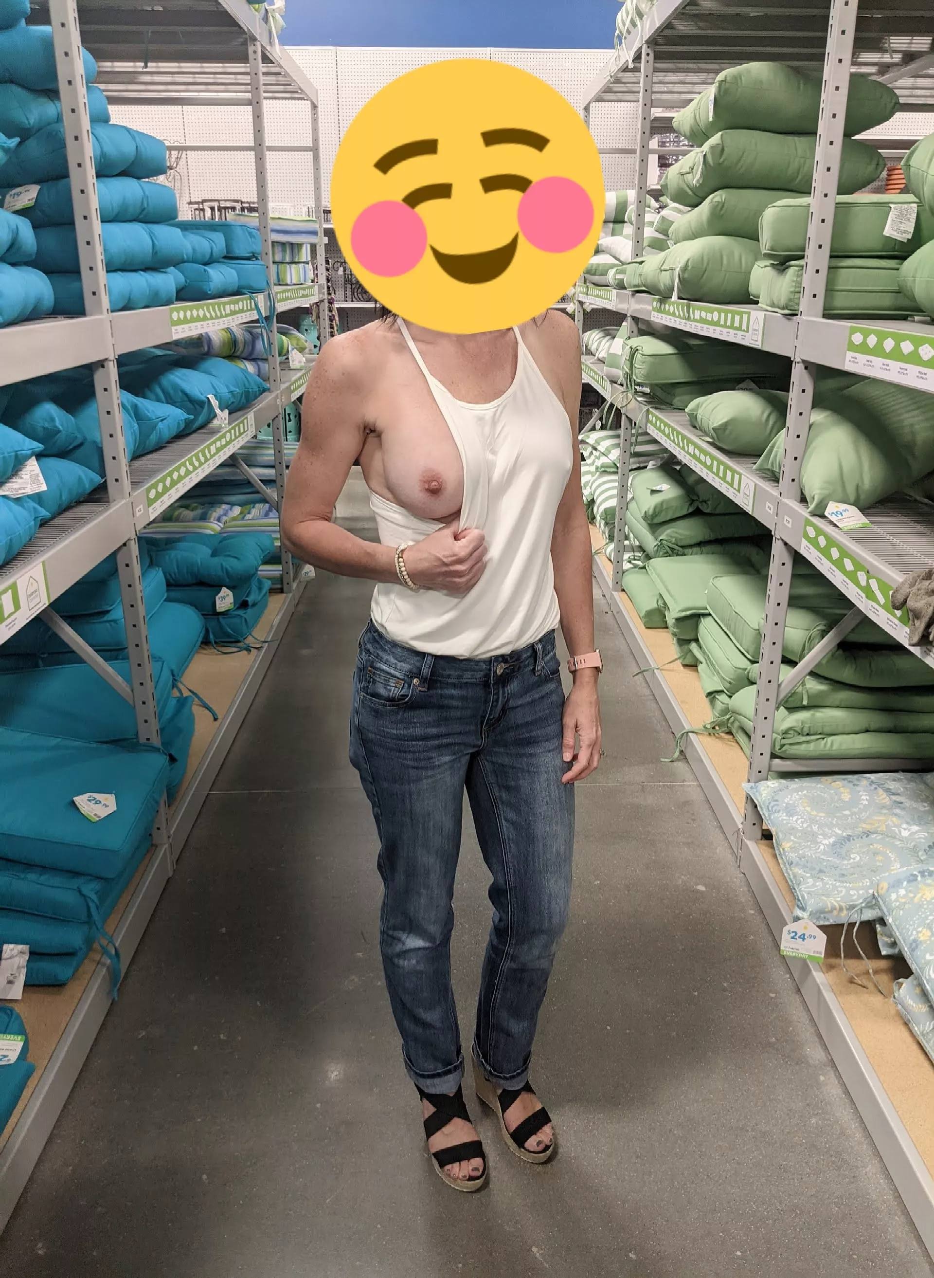 Flashing while shopping, the benefit of going braless posted by Captain_5