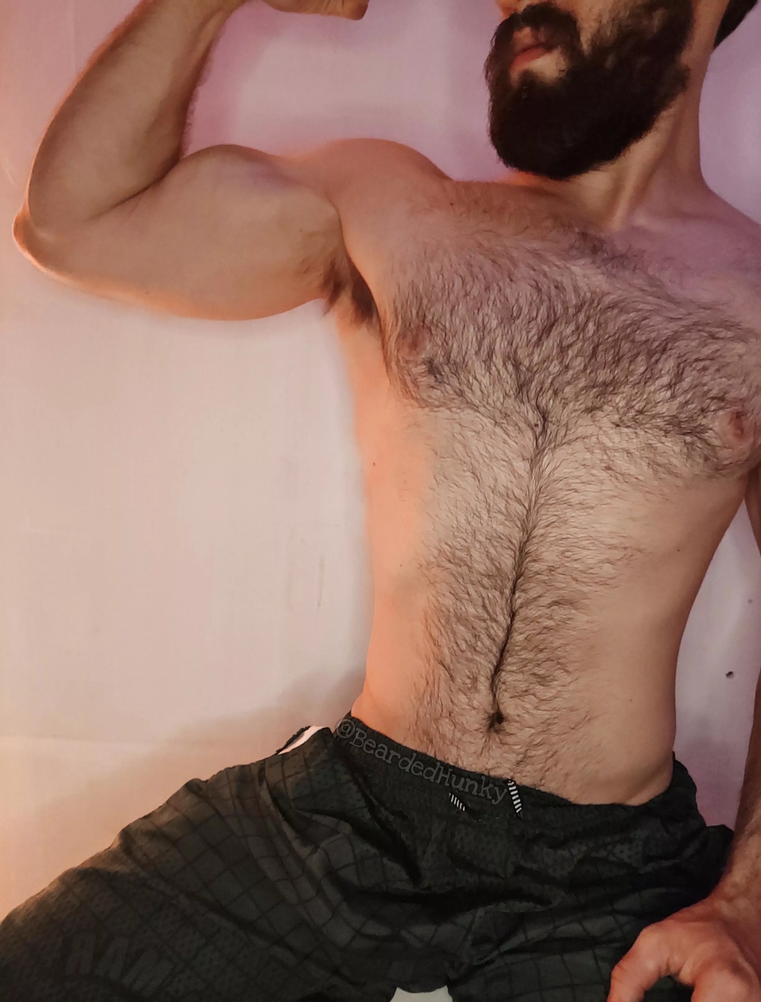 Flexing chest hair porn posted by Bearded_Hunky