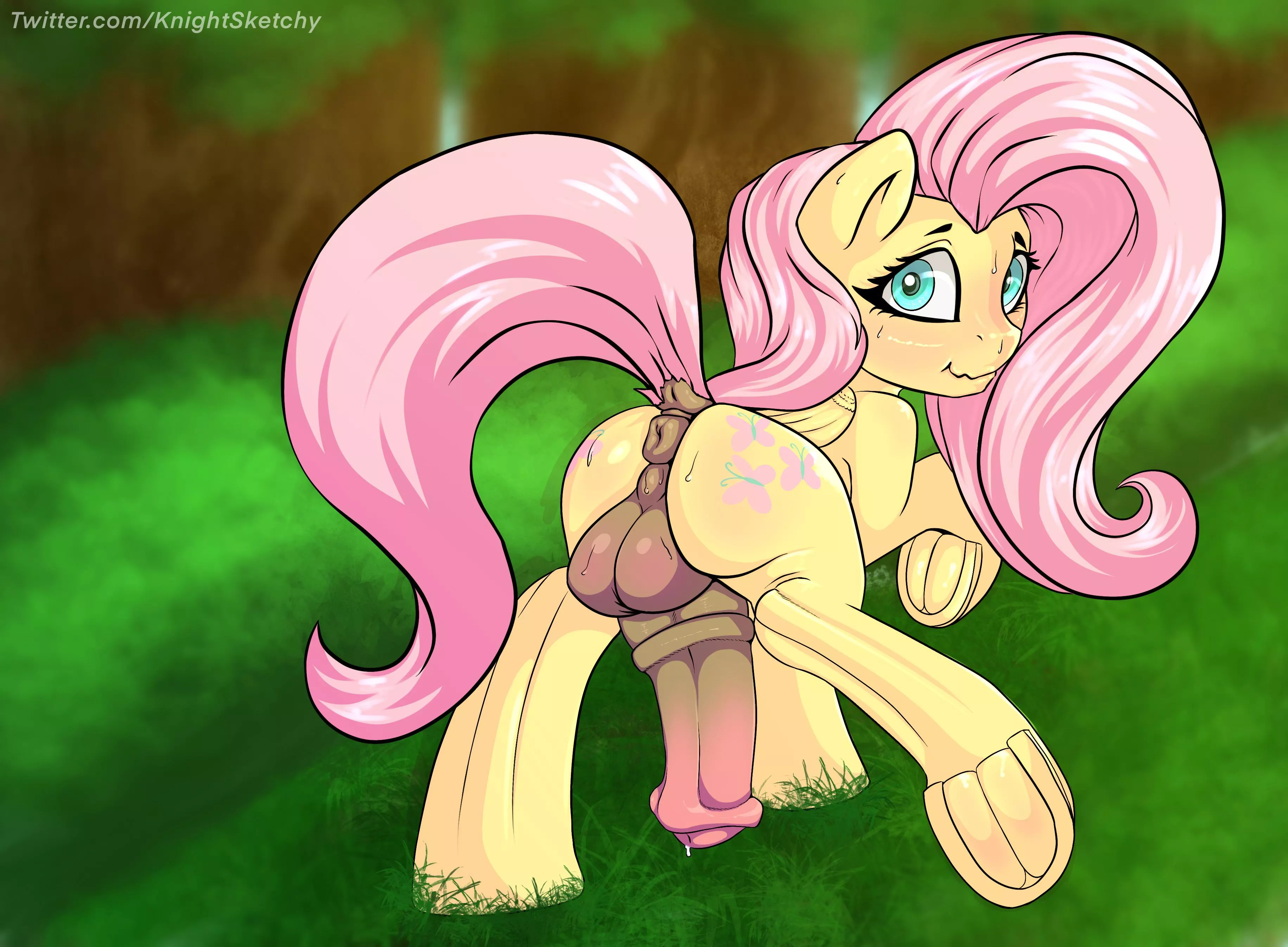 Fluttershy in the forest [sketchy knight] posted by Sketchiest_knight