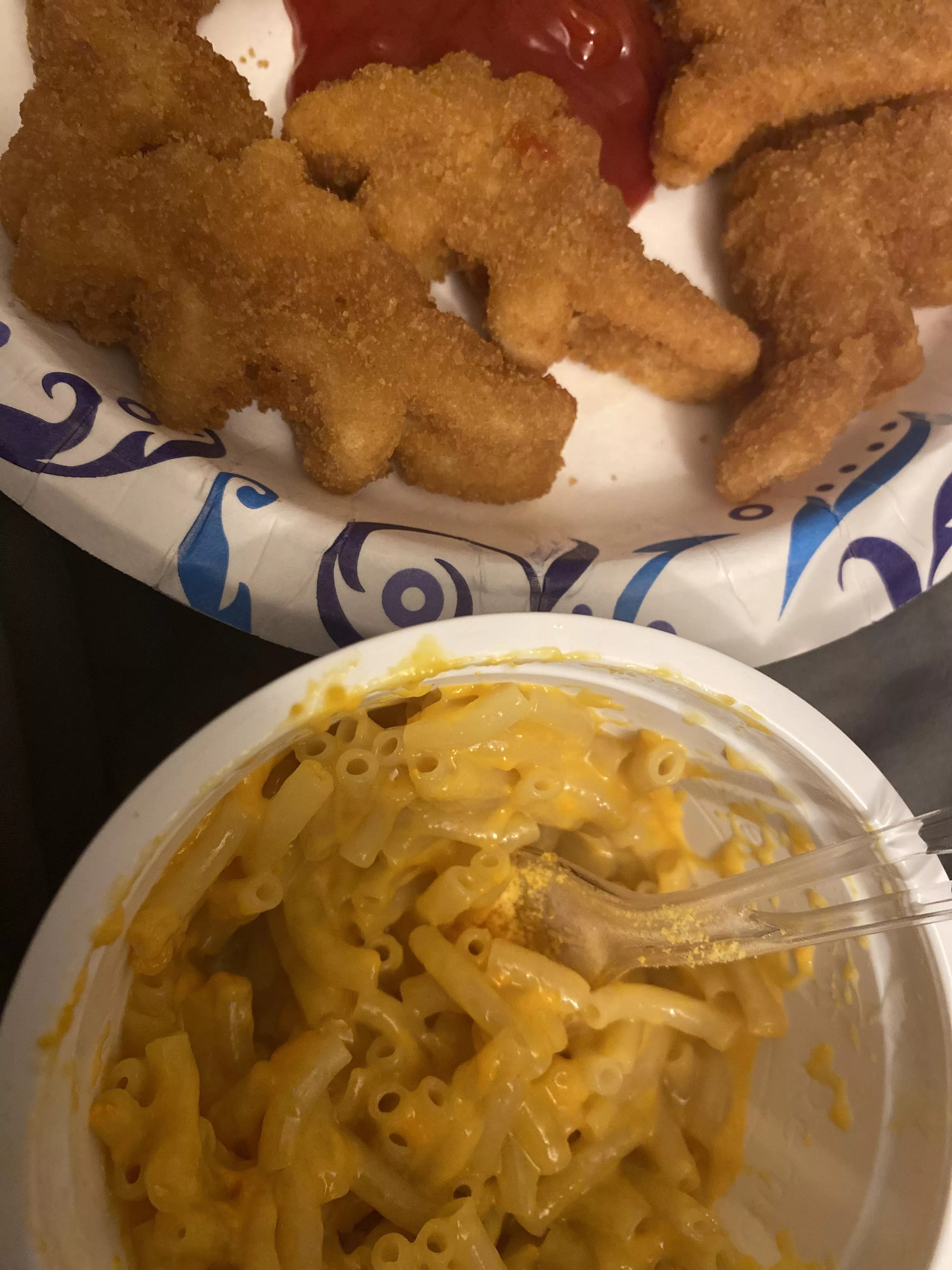 Food! Dino nuggies and Mac and cheese. Feeling under the weather and a lil sad. ðŸ¥º Watching my comfort show Criminal Minds! âœ¨ posted by sitakatsuki