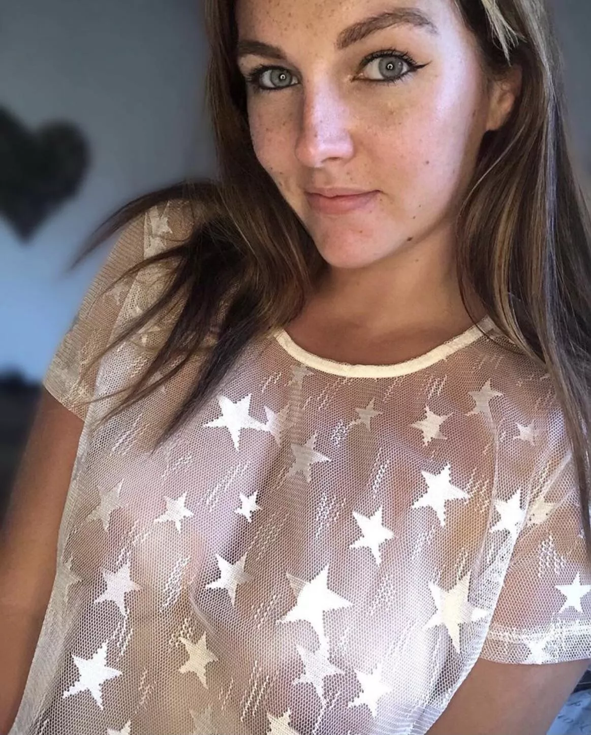 Freckles and a sheer T-shirtâ€¦less is more right ðŸ˜‰ðŸ˜˜ðŸ˜˜ðŸ˜˜ posted by gracesmyth2021