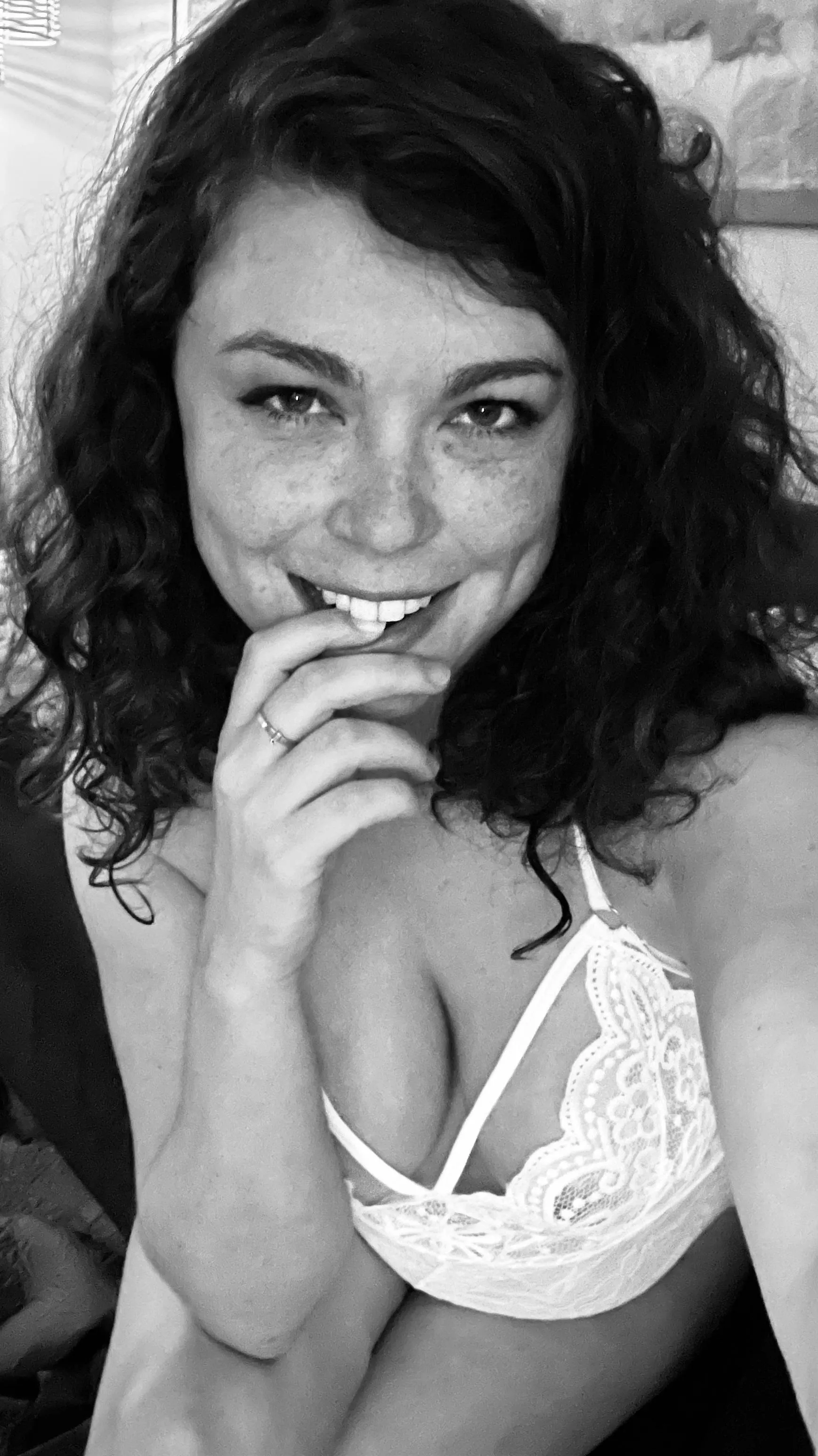 Freckles, dimples, smirk, finger bite, lingerie…am I checking your boxes? posted by littlemiddlemissy