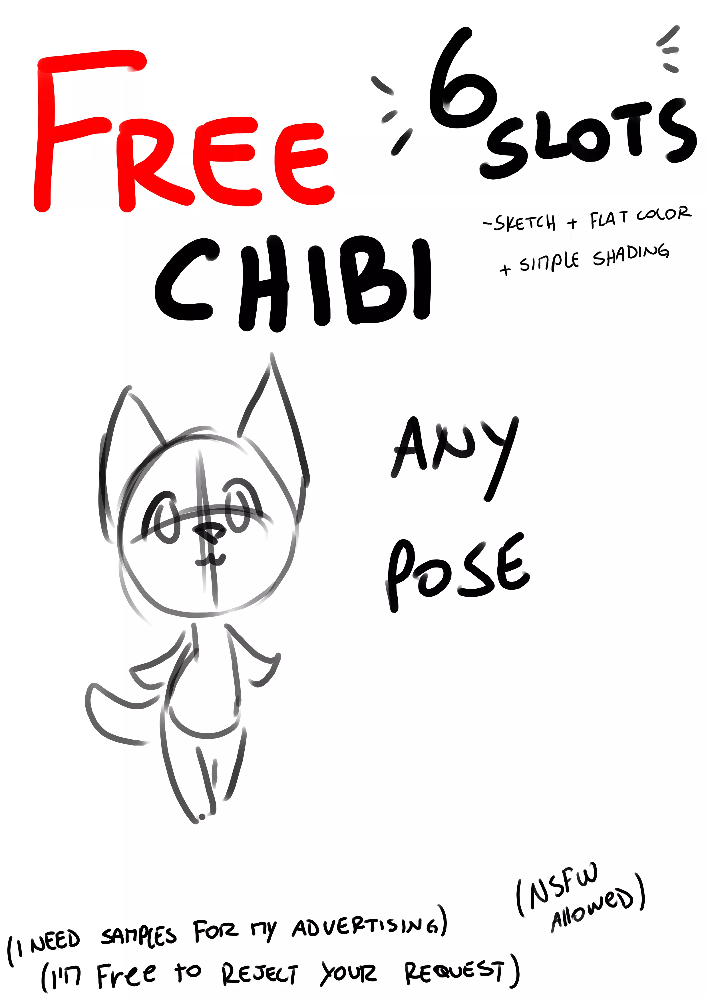 FREE CHIBI - simple - PROVIDE A POSE and an action if you want (eating a cookie, smoking, etc) posted by natt333_