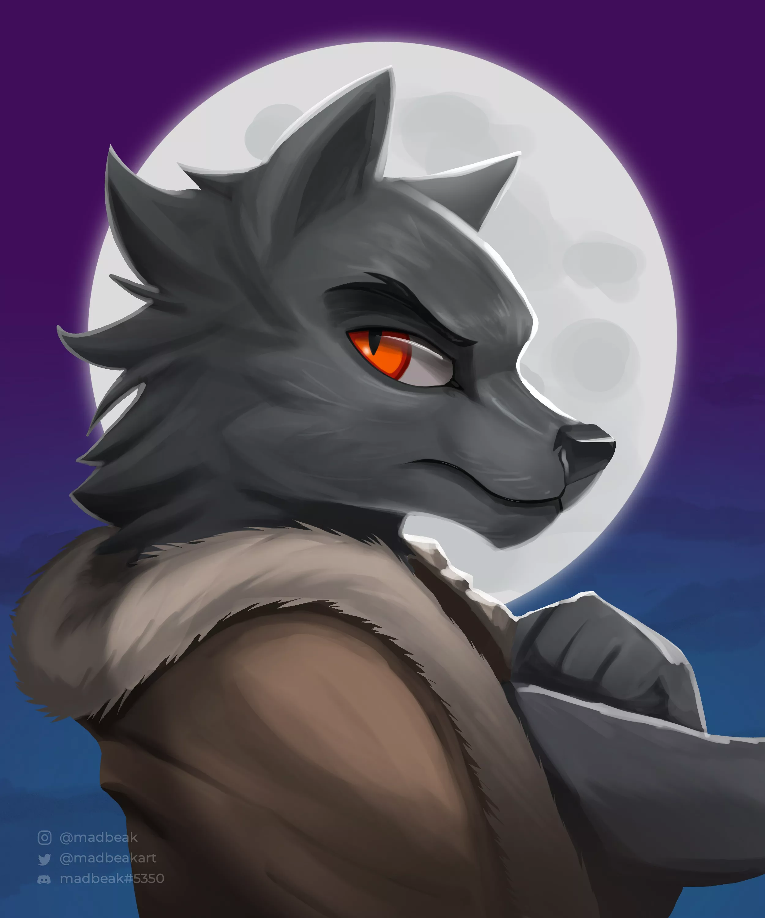 Full moon awoo! Art by me posted by madbeak