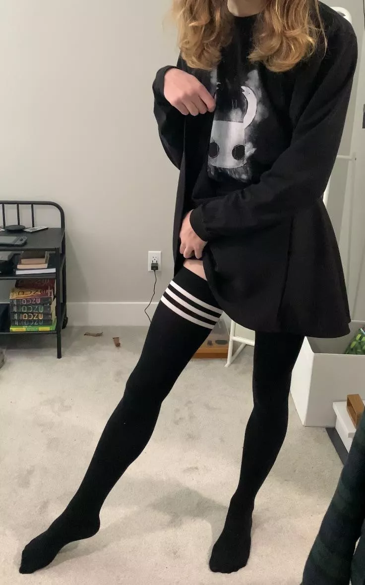 Fun Fact: the tights I was wearing in my post yesterday weren’t actually tights, I just finally found thigh highs that were long enough for my legs! posted by Pepperis1